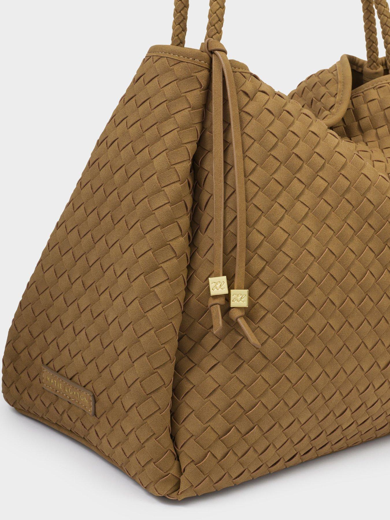 Image 3 of 6 of Katie Loxton Nova Hand Woven Large Shoulder Bag - Light Caramel Suedette