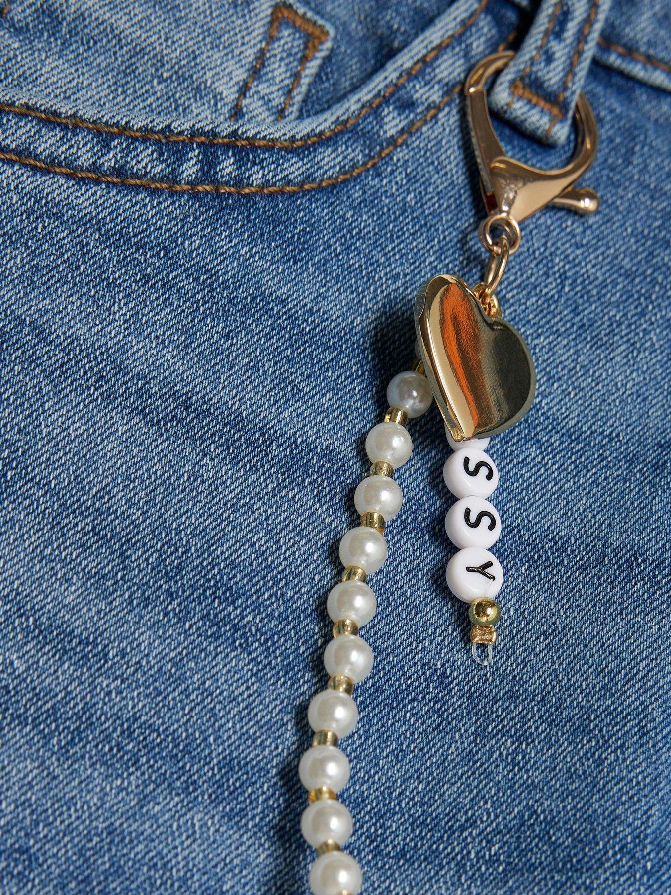 Image 3 of 4 of River Island Older Girls Flared Keyring Jeans - Blue