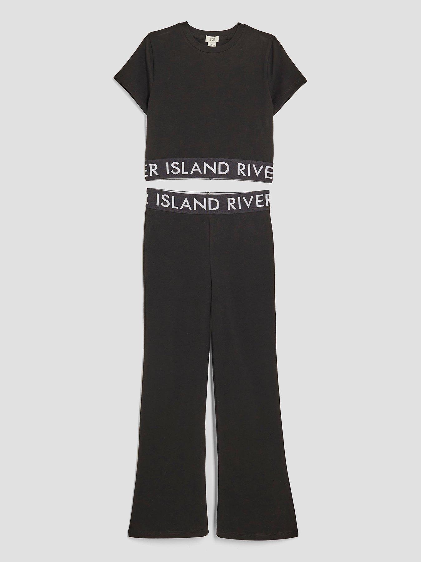 River Island Older Girls Waistband T-Shirt And Kickflare Leggings Set - Black