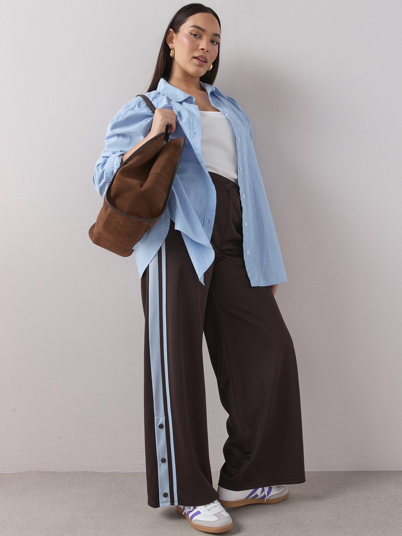 the-very-collection-curve-side-stripe-wide-leg-trouser-brownfront