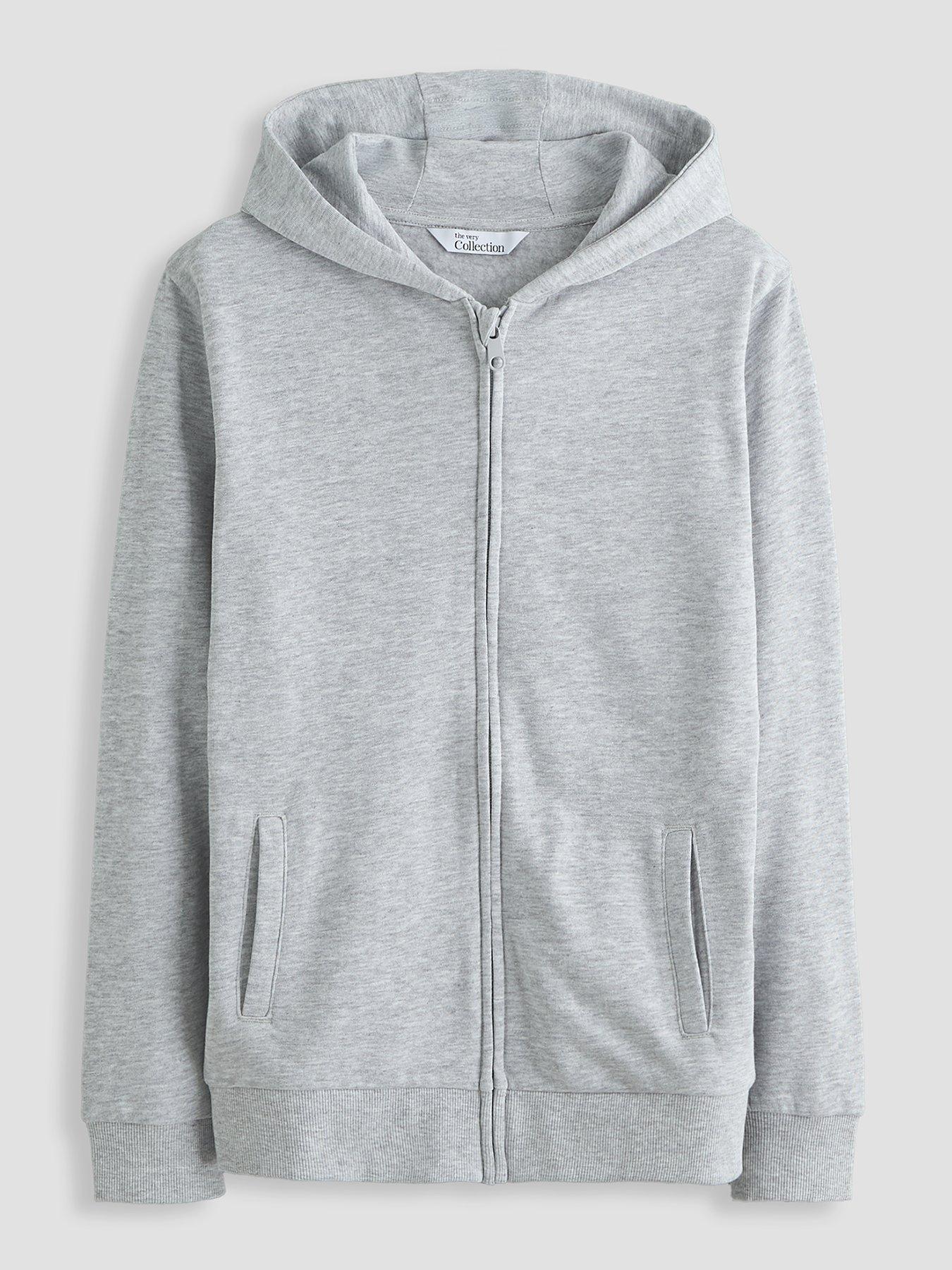 The Very Collection Boys Zip Through Basic Hoodie - Grey