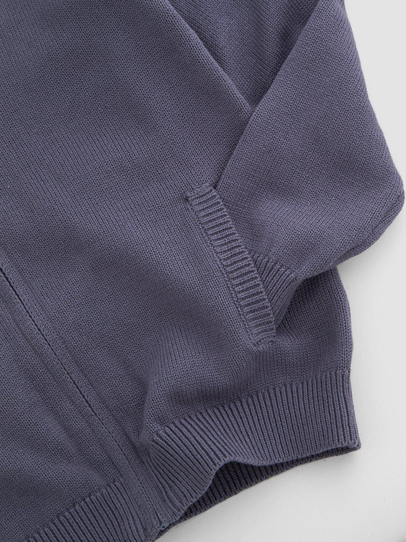 Image 5 of 6 of The Very Collection Boys Knitted Back Detail Basic Cardigan (3-16 years) - Grey