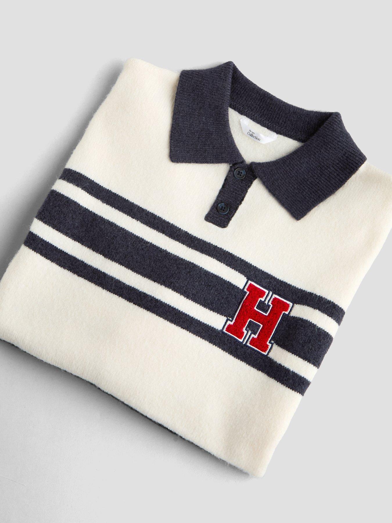 Image 3 of 5 of The Very Collection Boys Knitted Varsity Polo - Grey