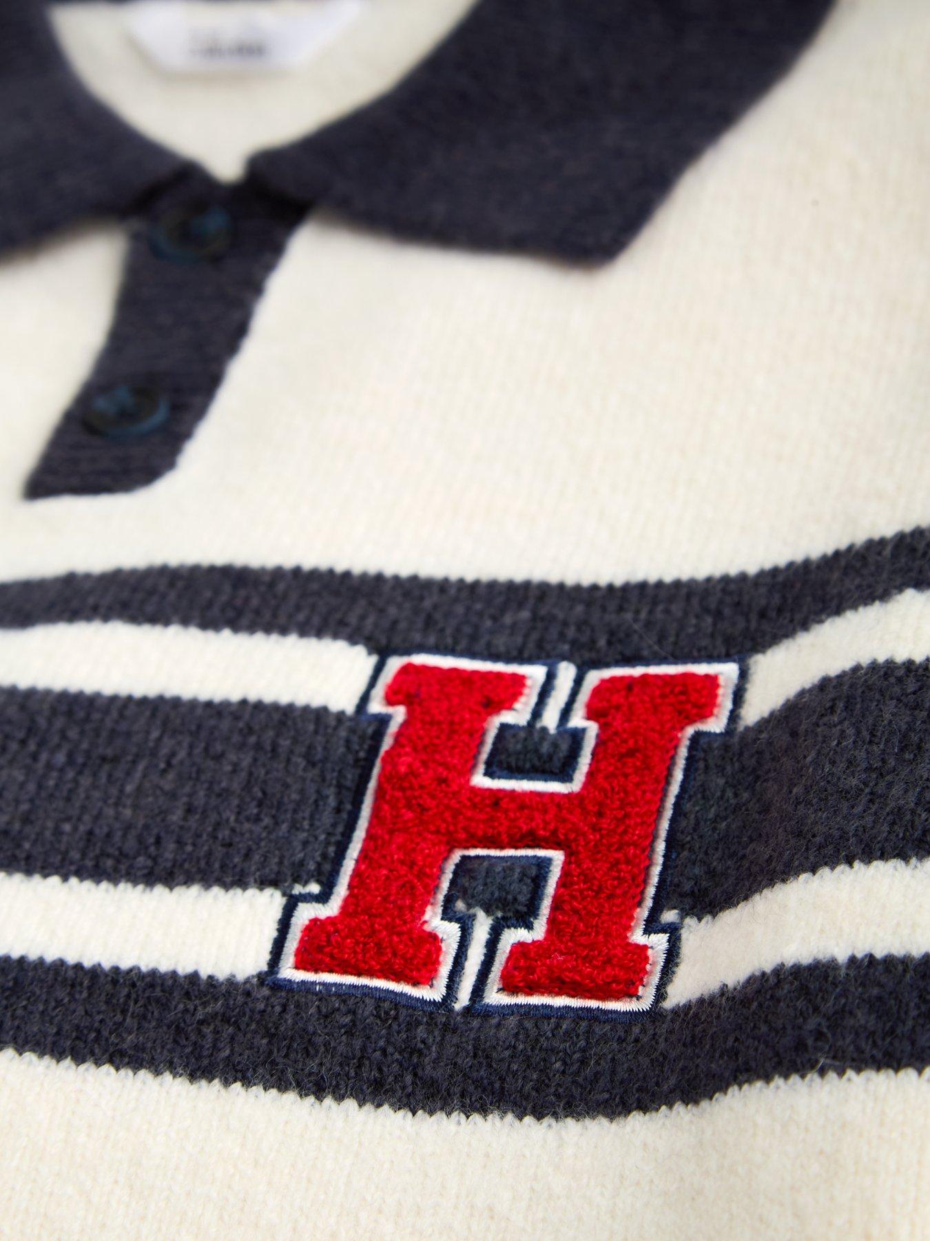 Image 4 of 5 of The Very Collection Boys Knitted Varsity Polo - Grey