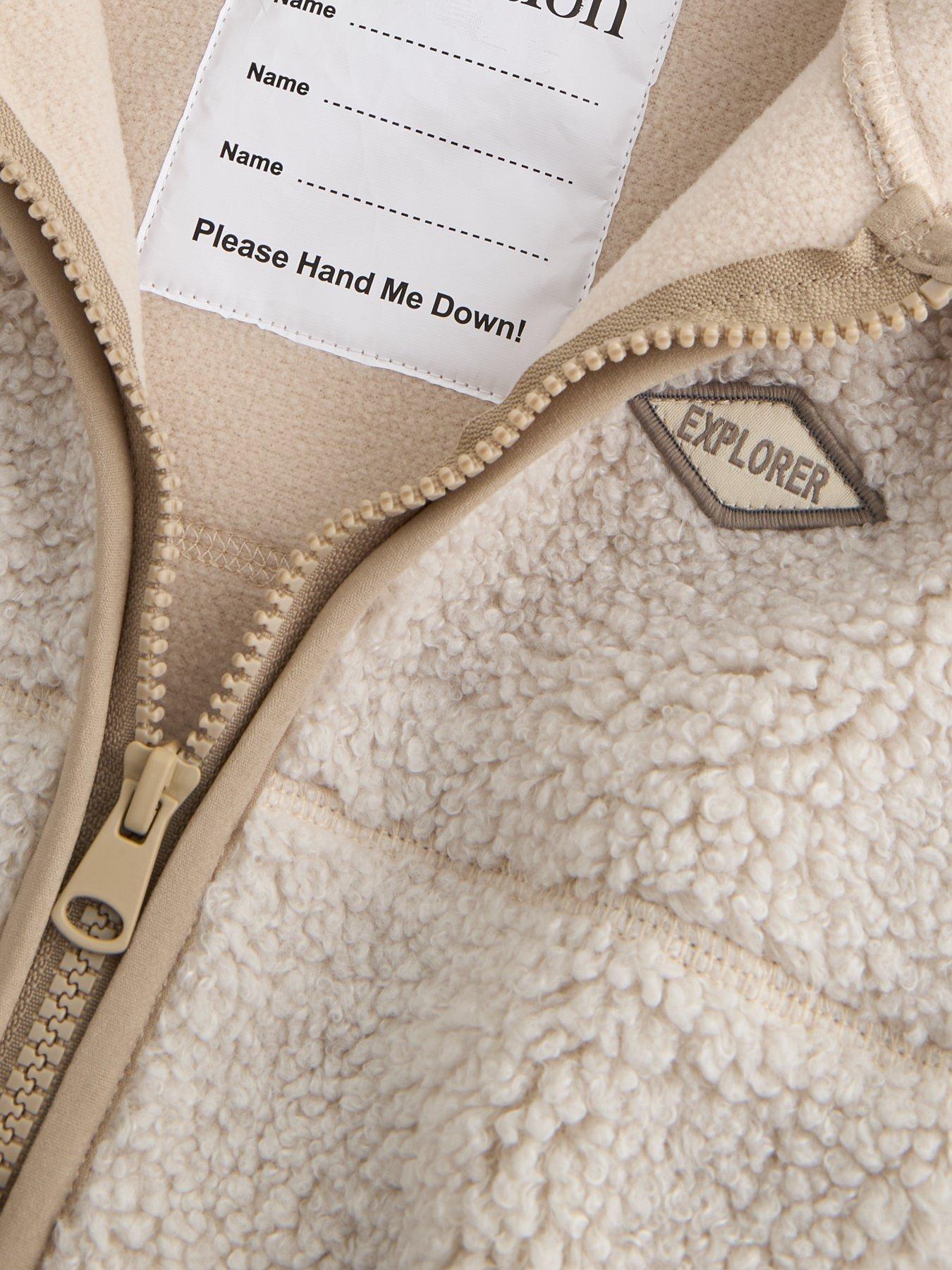 Image 4 of 4 of The Very Collection Boys Premium Borg Hooded Jacket (9 months - 7 years) - Beige