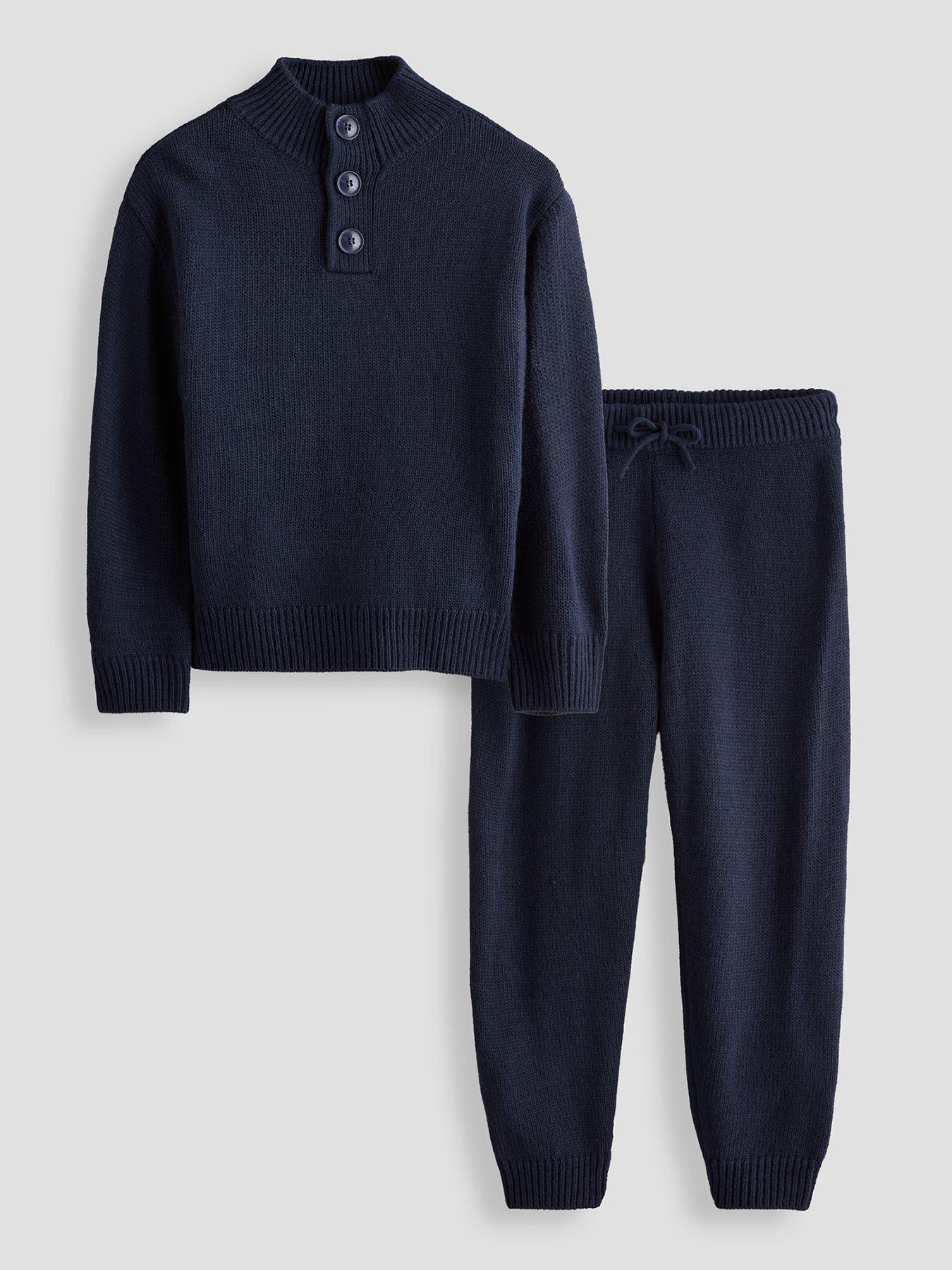 The Very Collection Boys Soft Knit High Neck Knitted Basic Outfit Set - Navy