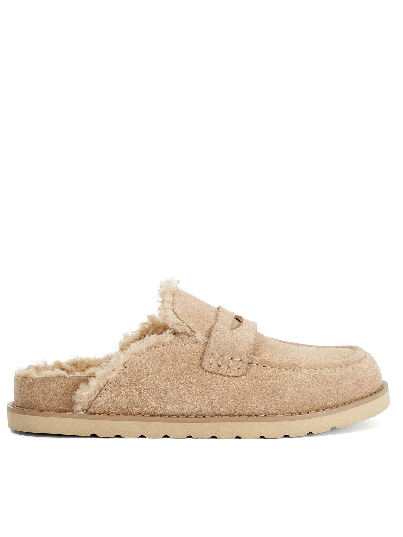 dune-london-goldy-faux-shearling-lined-backless-suede-loafers-beige