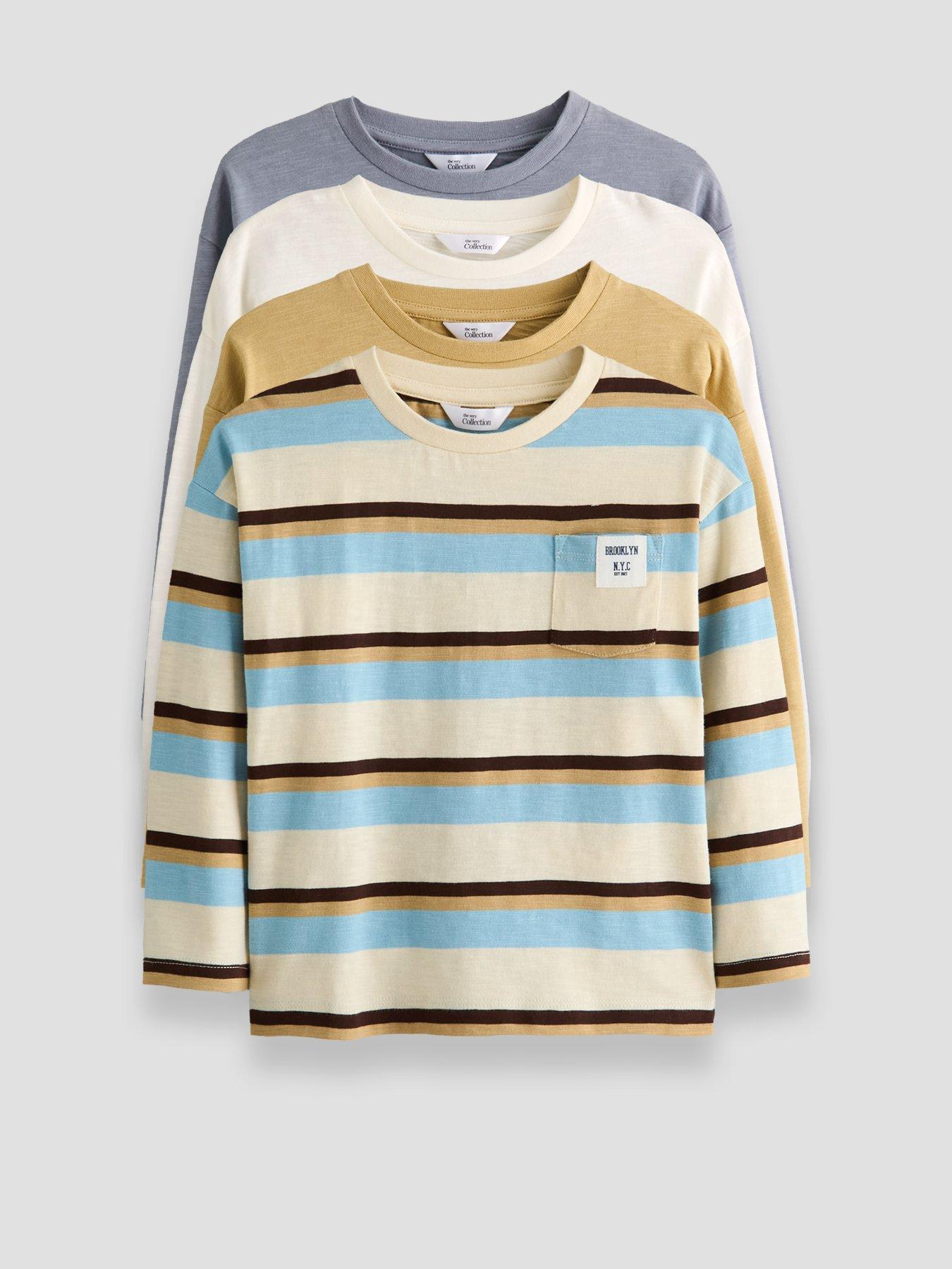The Very Collection Boys 4 Pack Slogan Long Sleeve T-Shirts (9 Months - 7 Years) - Multi