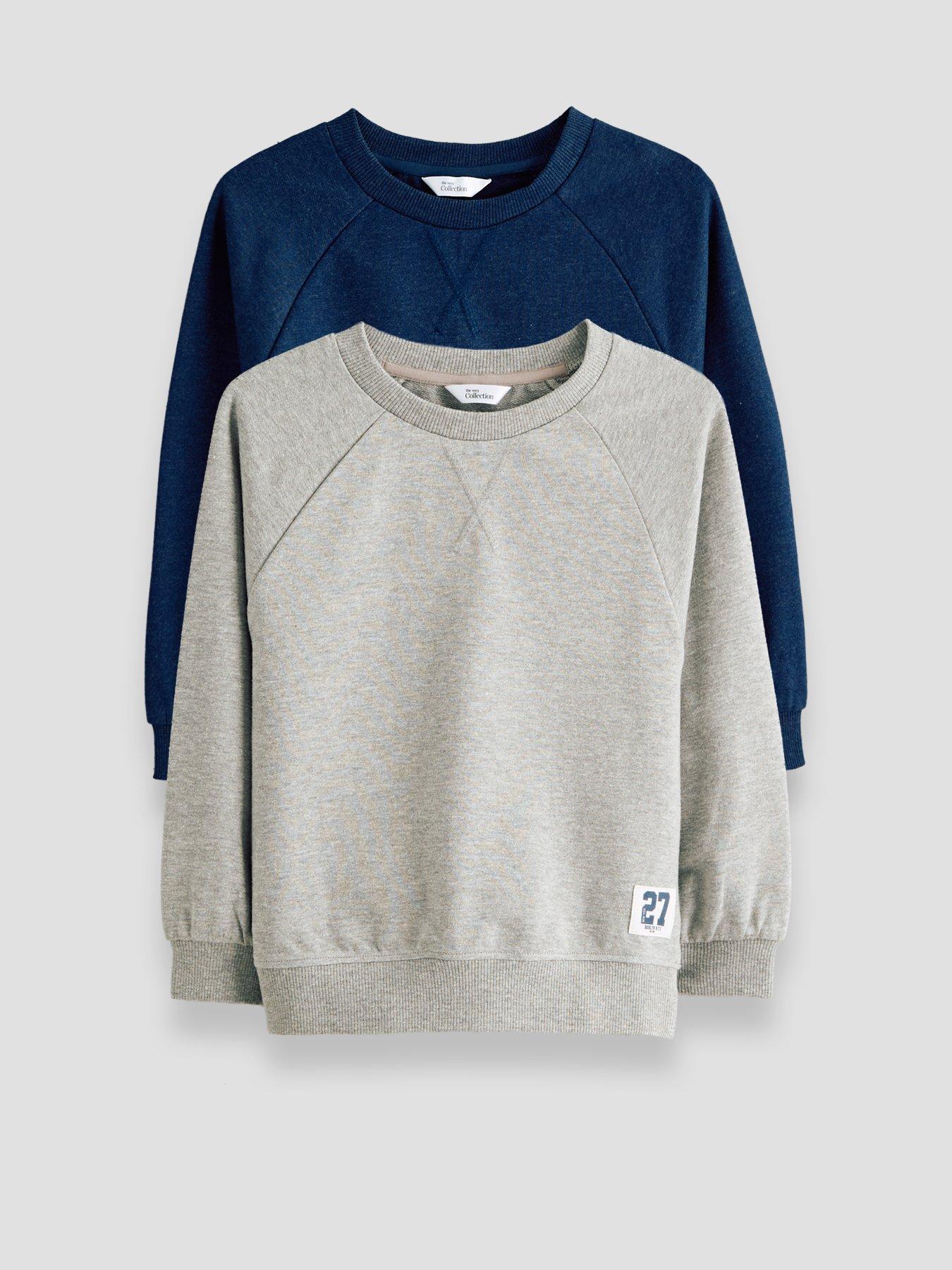 The Very Collection Boys Cotton Rich 2 Pack Split Hem Basic Sweatshirt (9 Months - 7 Years) - Multi