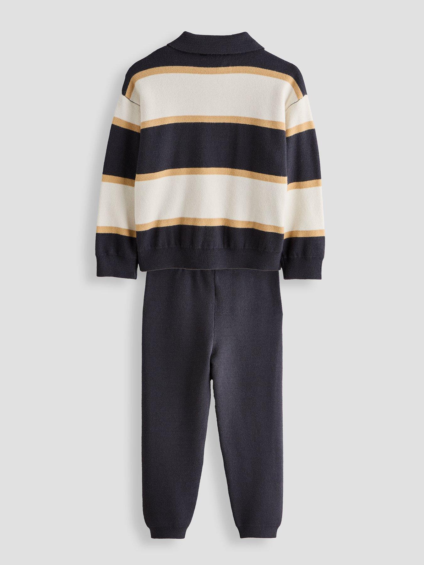 Image 2 of 5 of The Very Collection Boys Stripe Knitted Top And Joggers Outfit (9 months - 7 years) - Multi