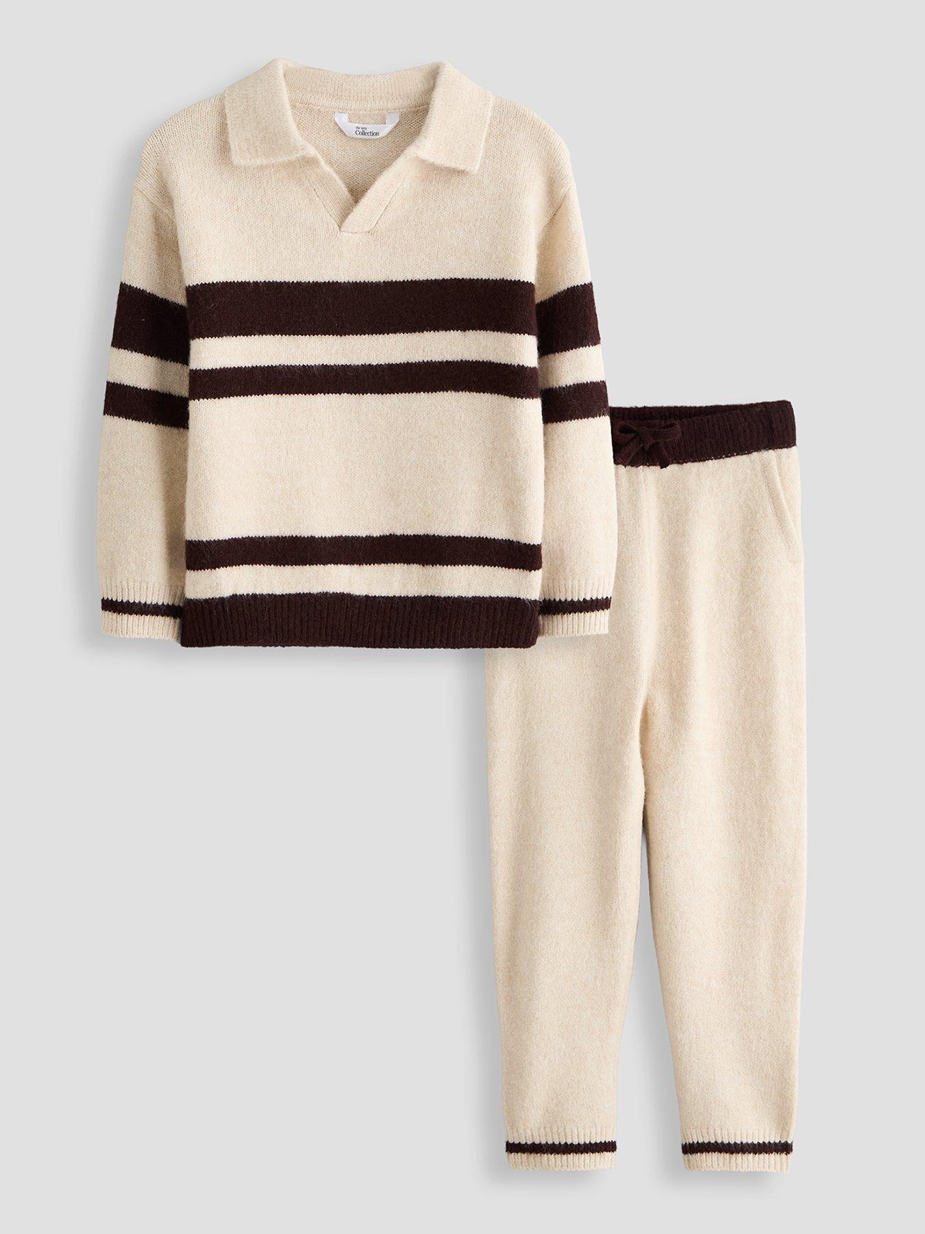Image 1 of 6 of The Very Collection Boys Knitted Polo Top And Joggers Basic Outfit - Multi