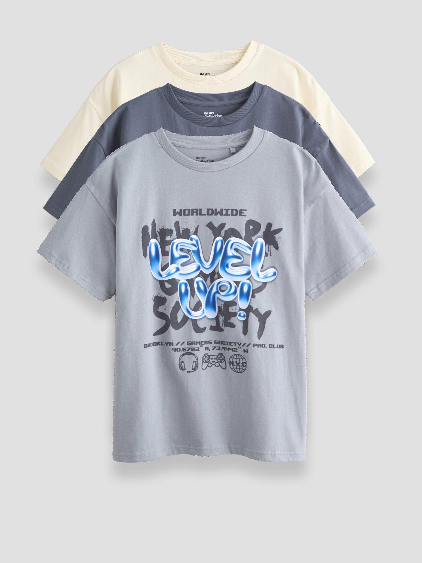 Image 1 of 5 of The Very Collection Boys Cotton Rich 3 Pack Graphic T-shirts (3-16 years) - Multi