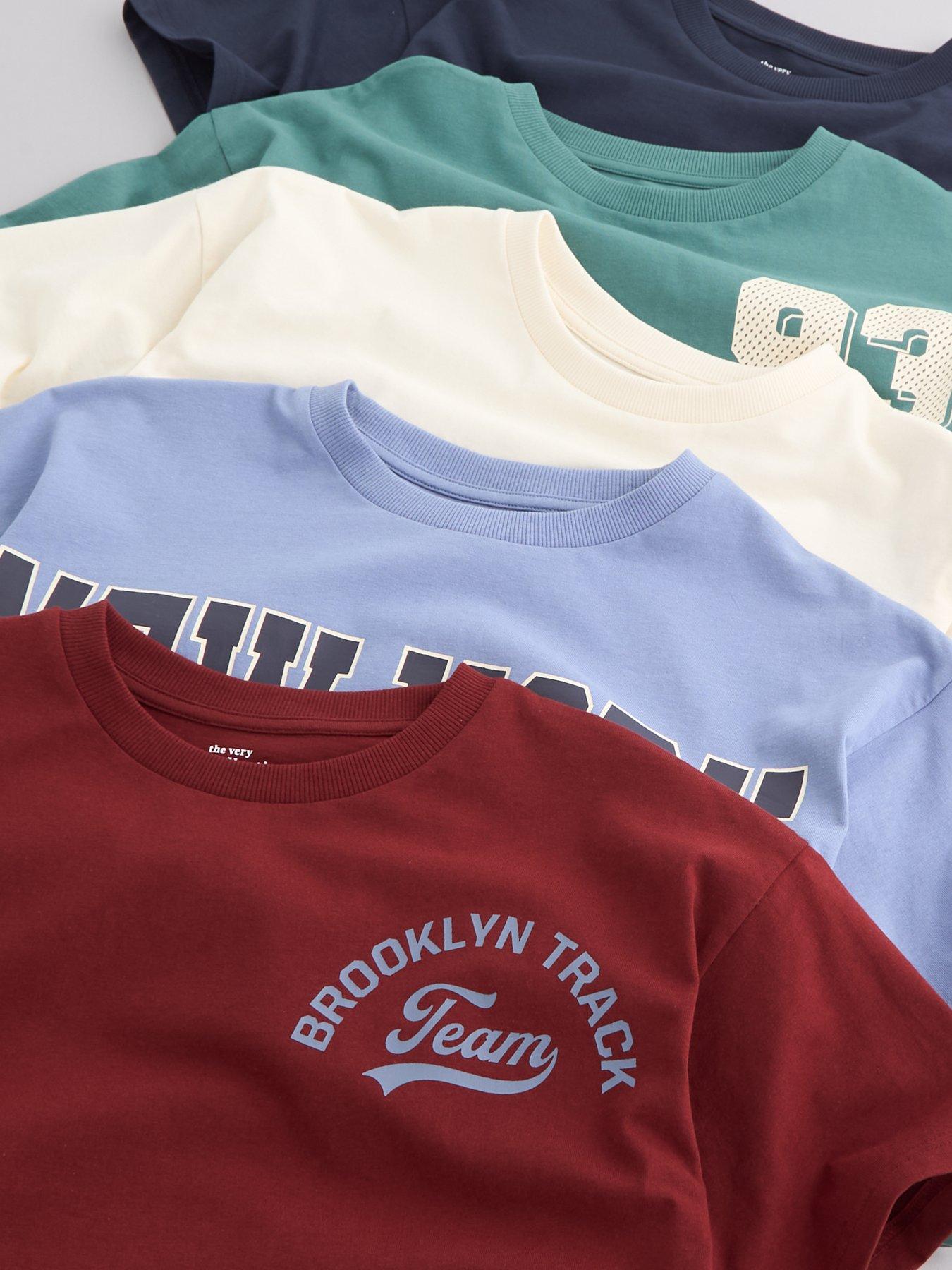 Image 5 of 5 of The Very Collection Boys Cotton Rich 5 Pack Basic T-Shirts - Multi