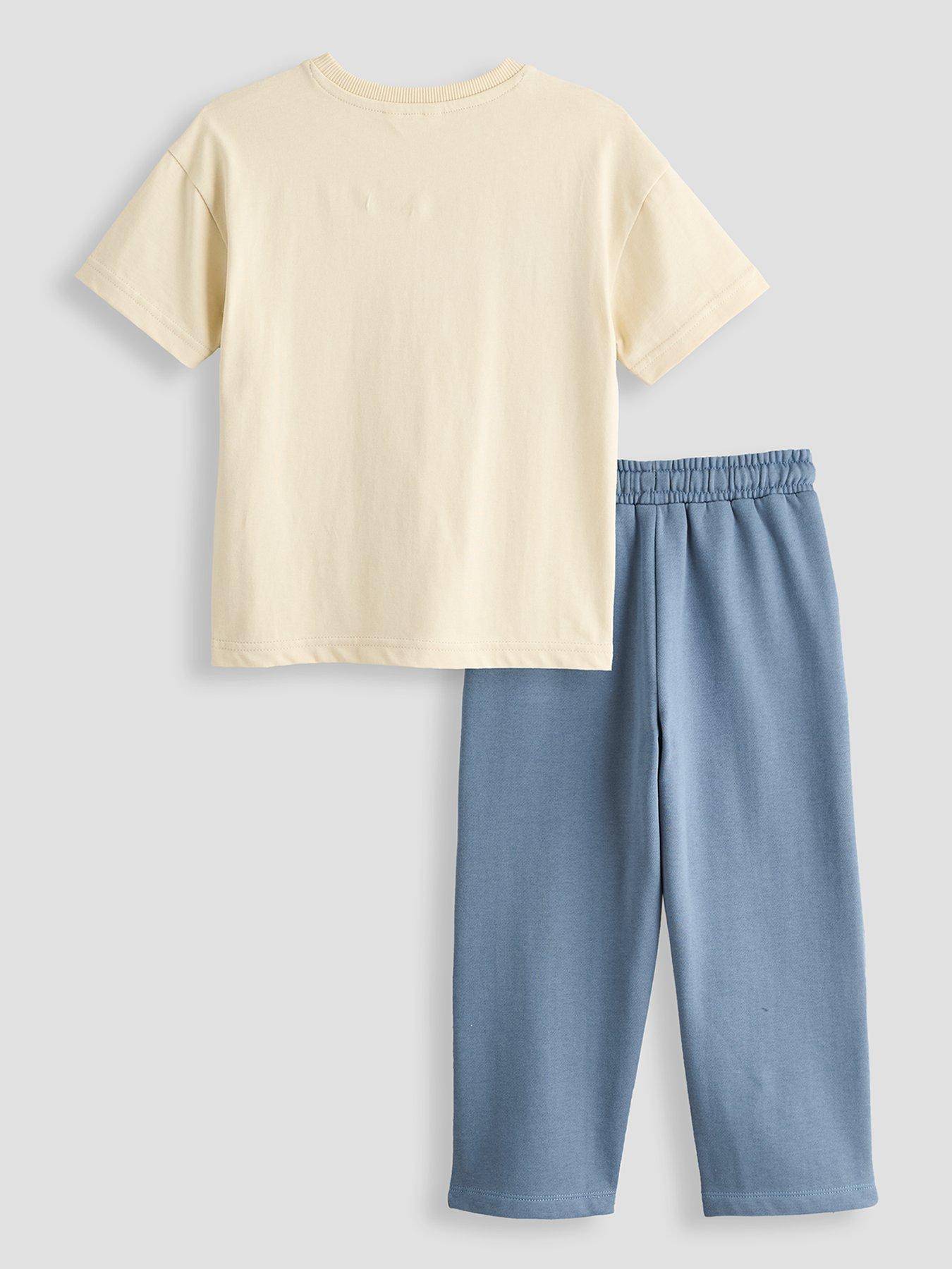 Image 2 of 6 of The Very Collection Boys Brooklyn Varsity T-shirt And Joggers Basic Outfit Set - Blue