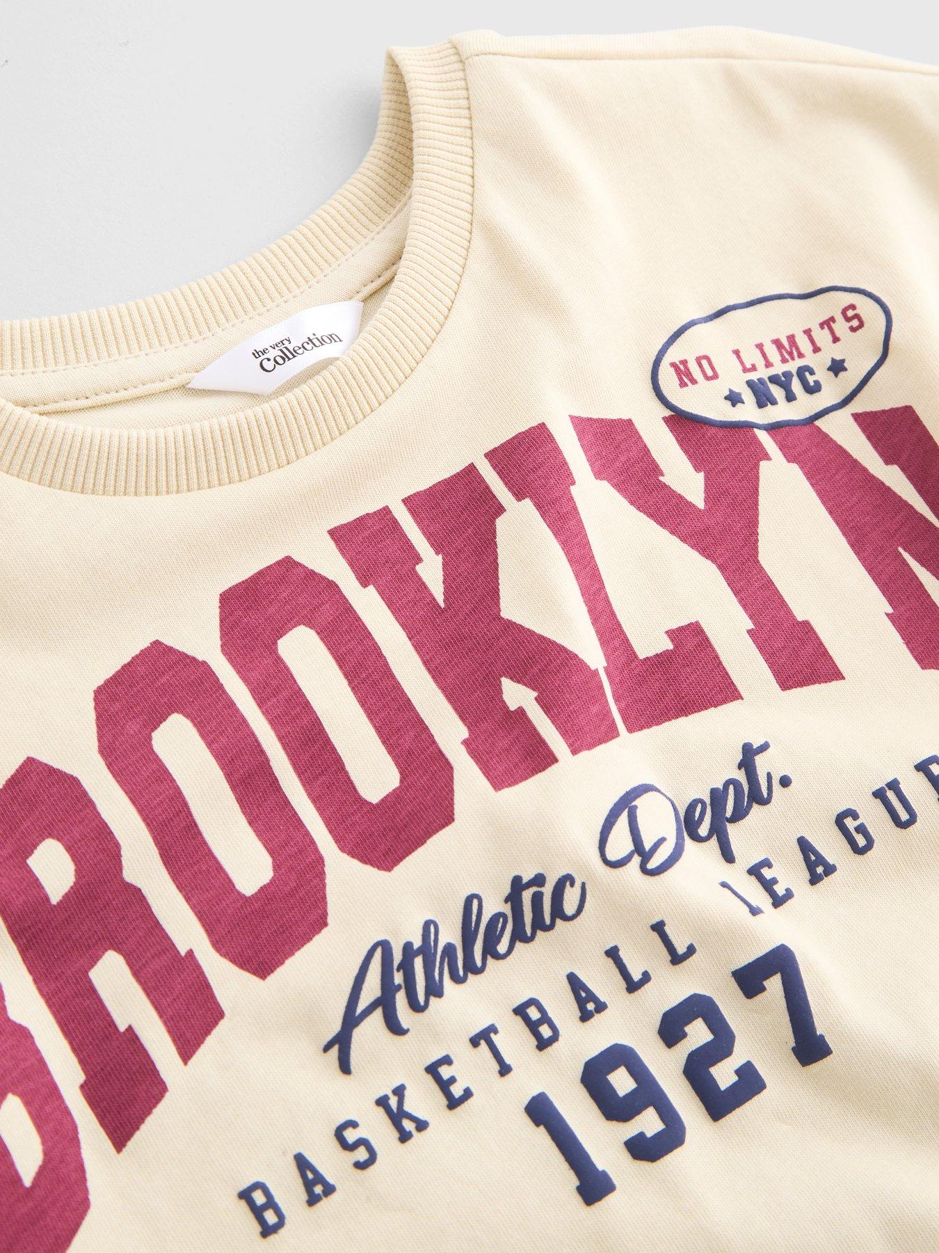 Image 4 of 6 of The Very Collection Boys Brooklyn Varsity T-shirt And Joggers Basic Outfit Set - Blue