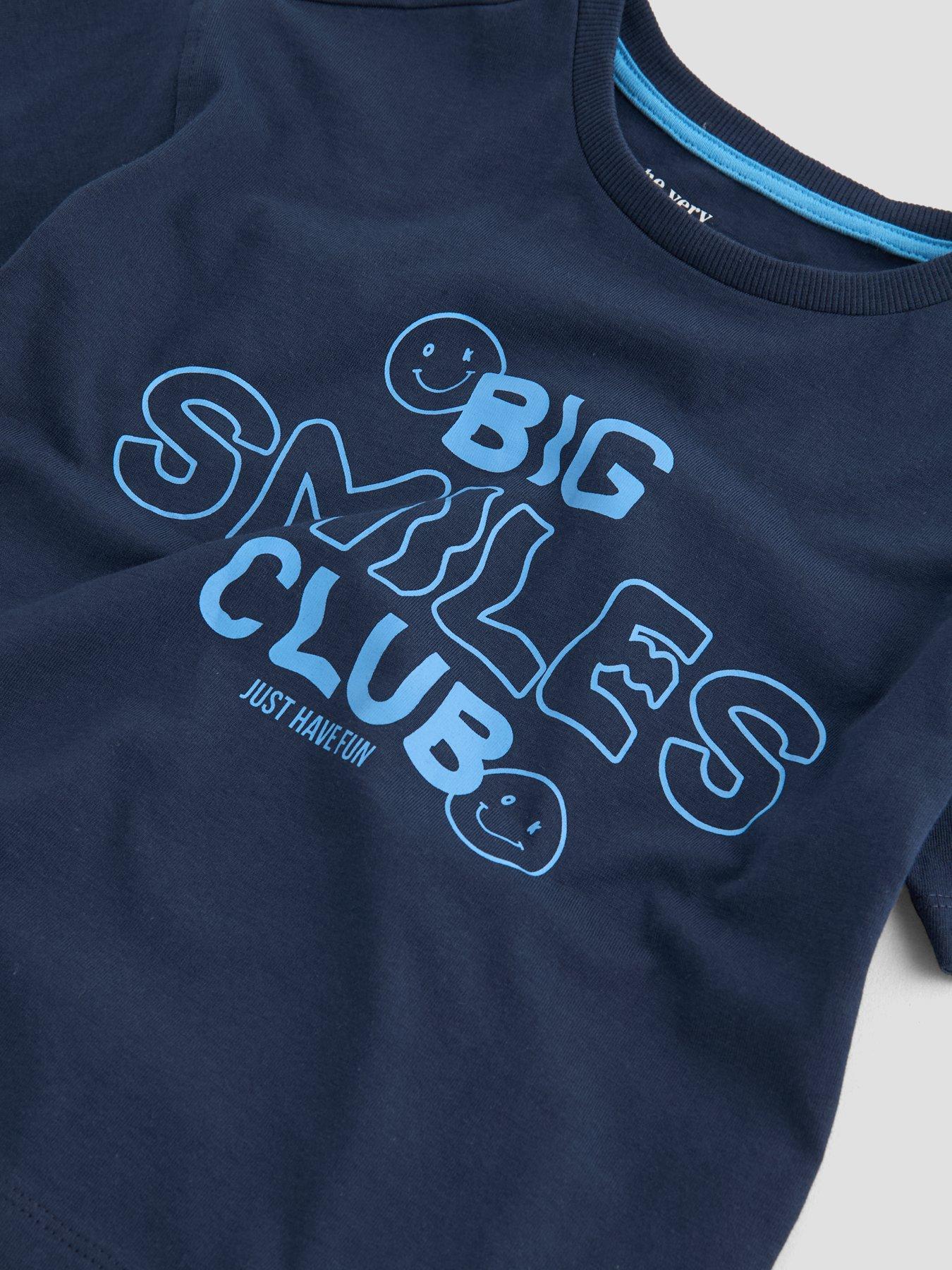 Image 3 of 4 of The Very Collection Boys Big Smiles Graphic Short Sleeve T-shirt (9 months - 7 years) - Navy