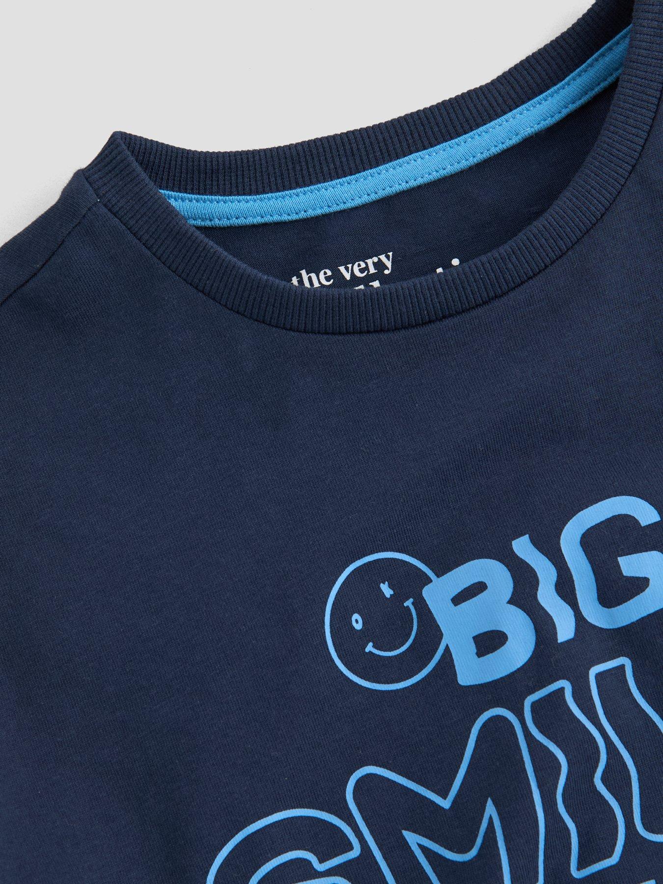 Image 4 of 4 of The Very Collection Boys Big Smiles Graphic Short Sleeve T-shirt (9 months - 7 years) - Navy