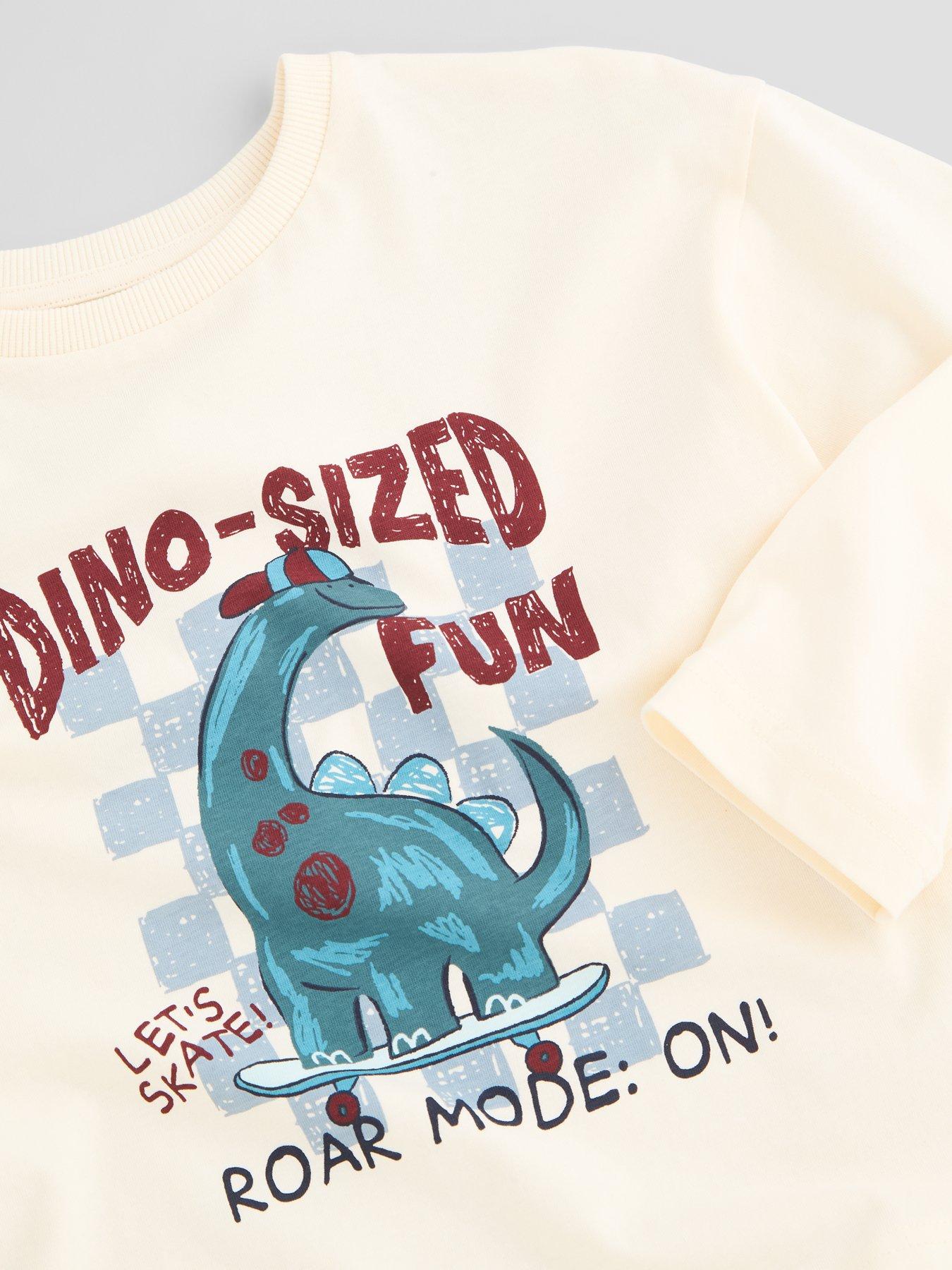 Image 3 of 4 of The Very Collection Boys Dino Long Sleeve Graphic T-shirt (9 months - 7 years) - White