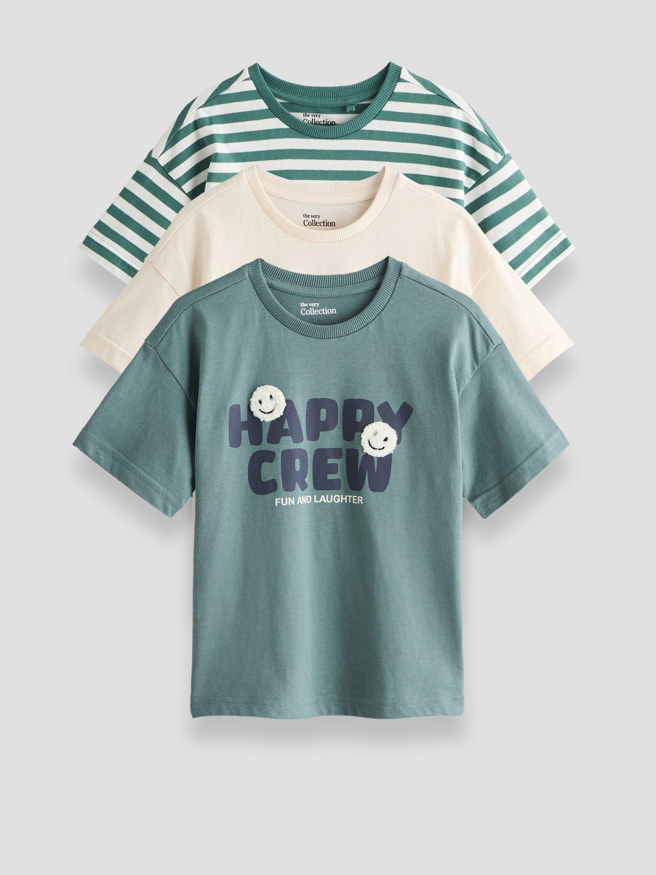 Image 1 of 5 of The Very Collection Boys' Cotton Rich 3 Pack Graphic and Stripe T-Shirts (9 months - 7 years) - Multi