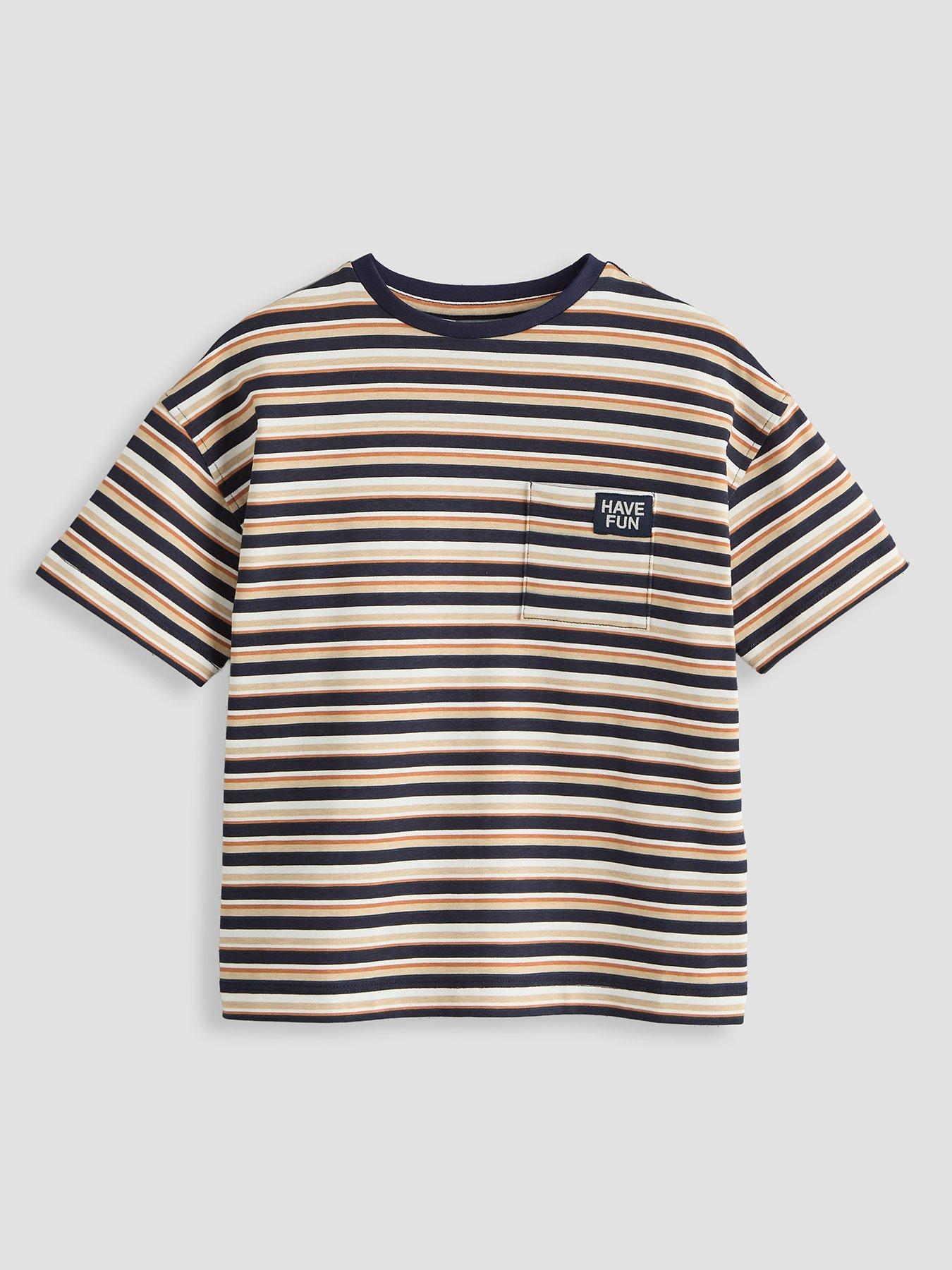 Image 1 of 4 of The Very Collection Boys Stripe Pocket Detail T-Shirt (9 months - 7 years) - Navy