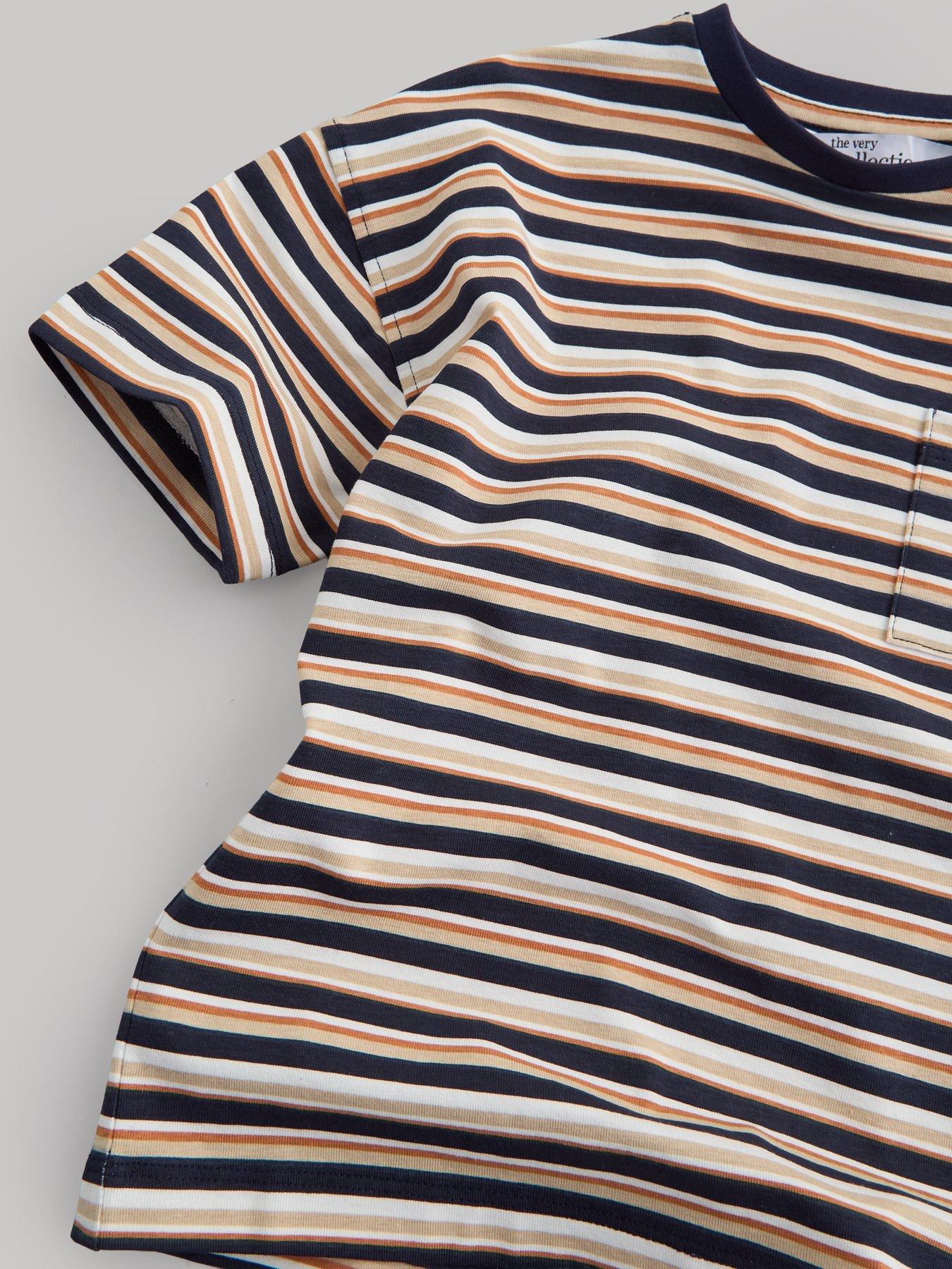 Image 4 of 4 of The Very Collection Boys Stripe Pocket Detail T-Shirt (9 months - 7 years) - Navy