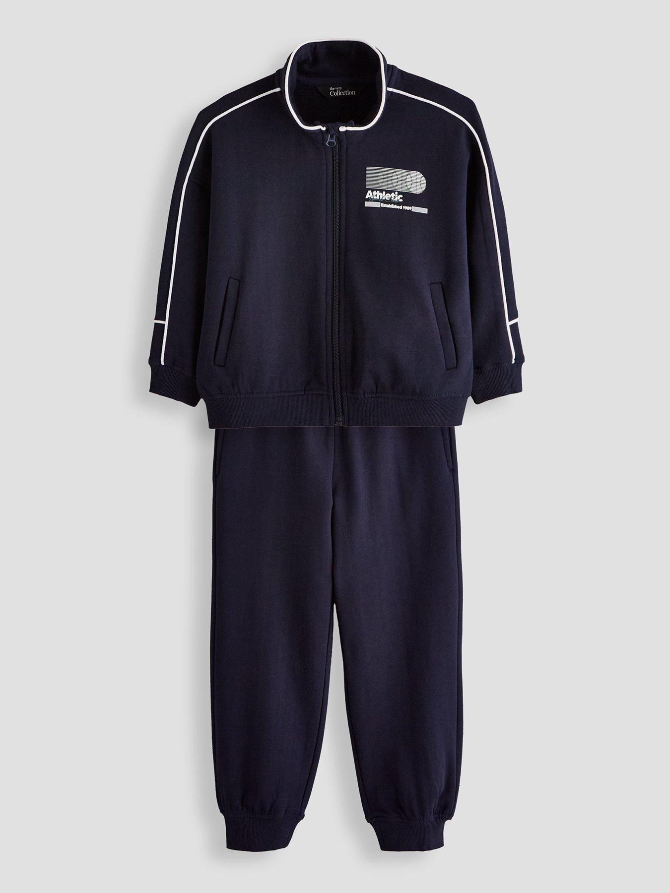 The Very Collection Boys Piping Detail Sport Basic Tracksuit Set - Navy