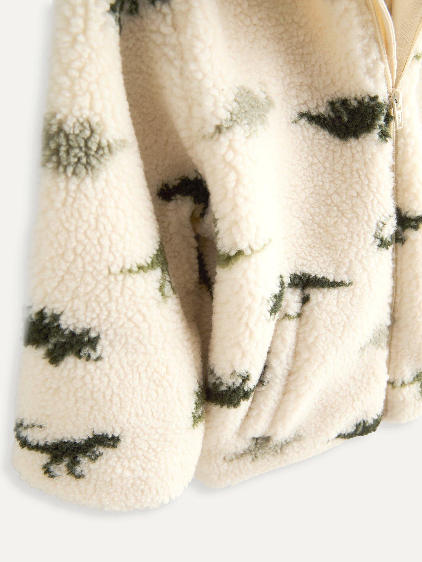 Image 4 of 5 of The Very Collection Boys' Dino Print Borg Hooded Jacket (9 months - 7 years) - Stone