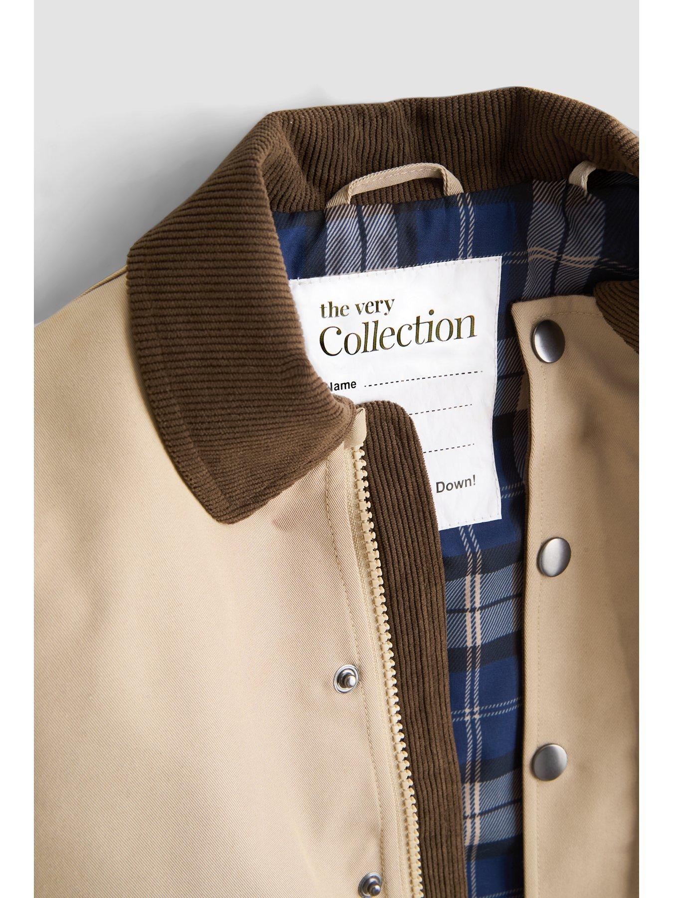 Image 3 of 5 of The Very Collection Boys' Check Lined Barn Jacket with Cord Collar (9 months - 7 years) - Stone