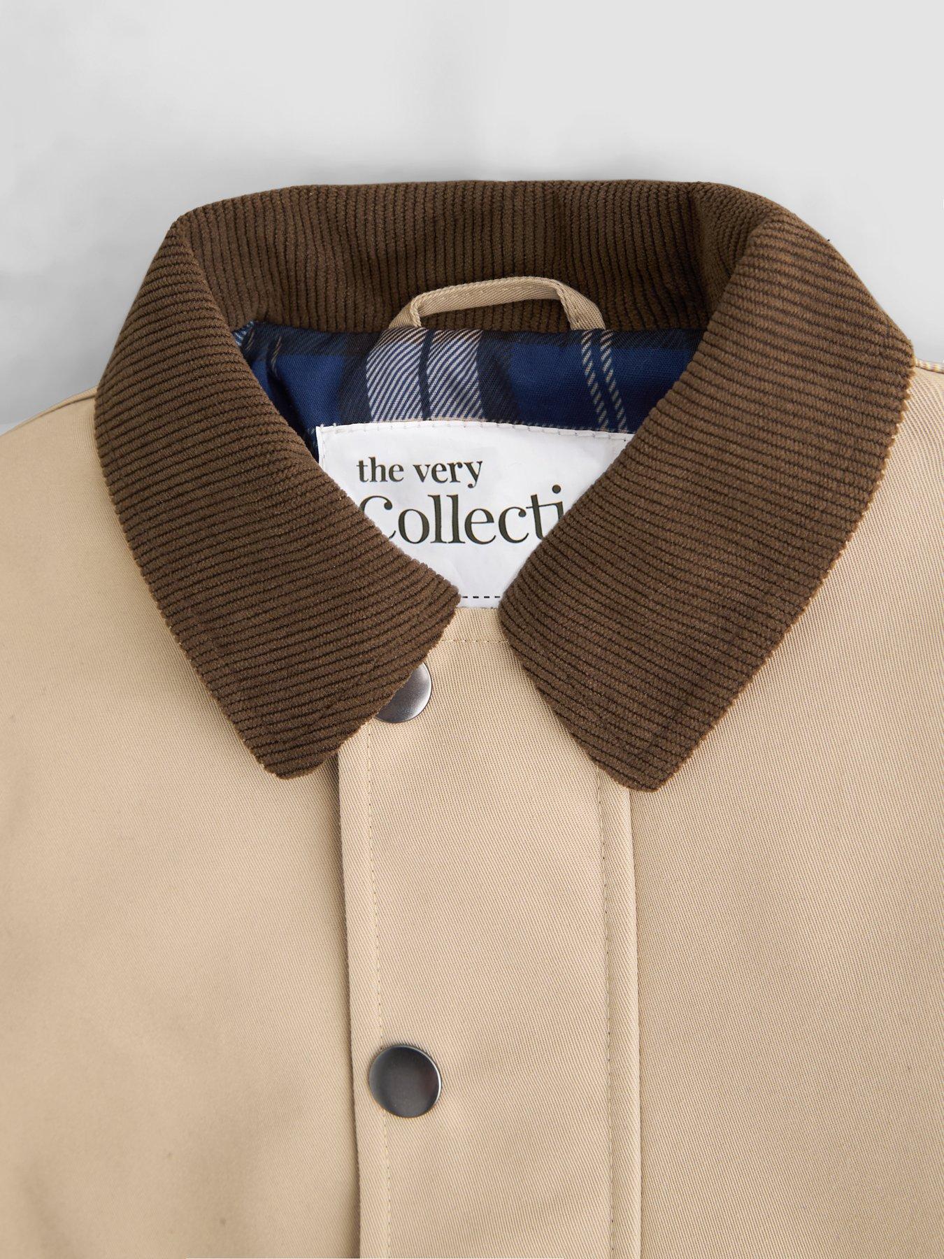 Image 4 of 5 of The Very Collection Boys' Check Lined Barn Jacket with Cord Collar (9 months - 7 years) - Stone