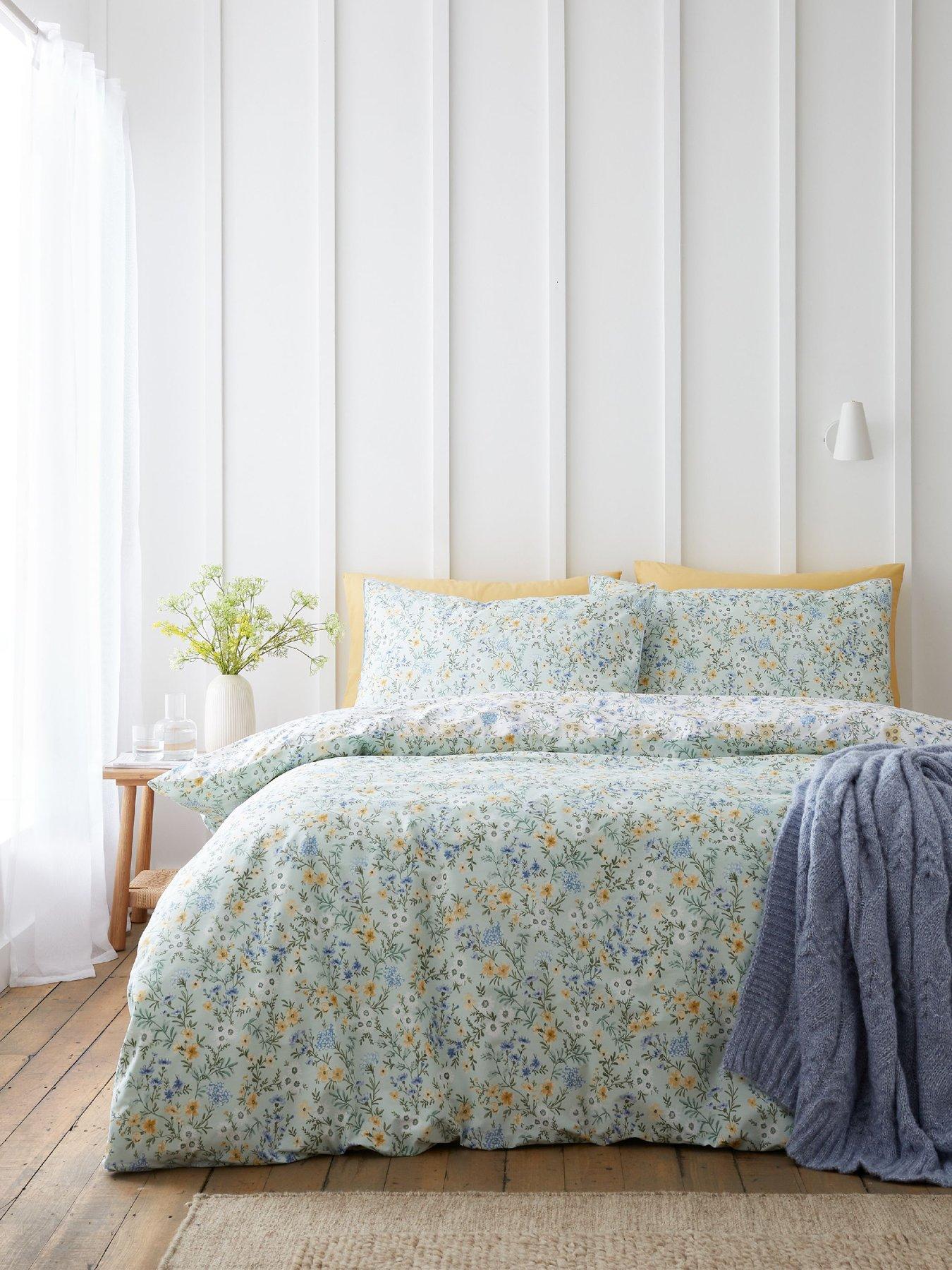 Bianca Ditsy Floral 100% Cotton Double Duvet Set Green