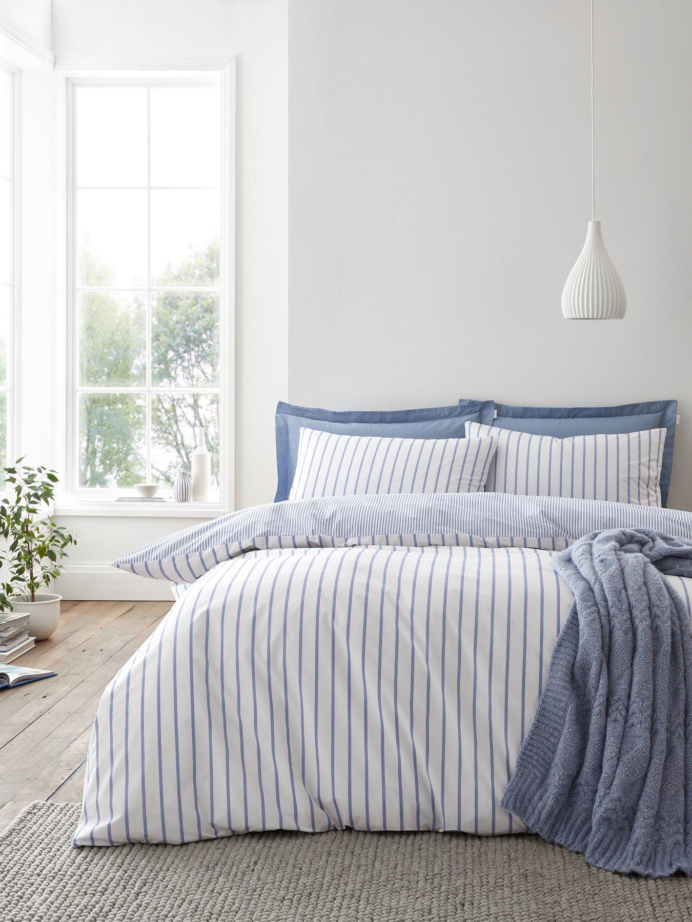Image 1 of 7 of Bianca Hampton Stripe 100% Cotton Duvet Set Blue