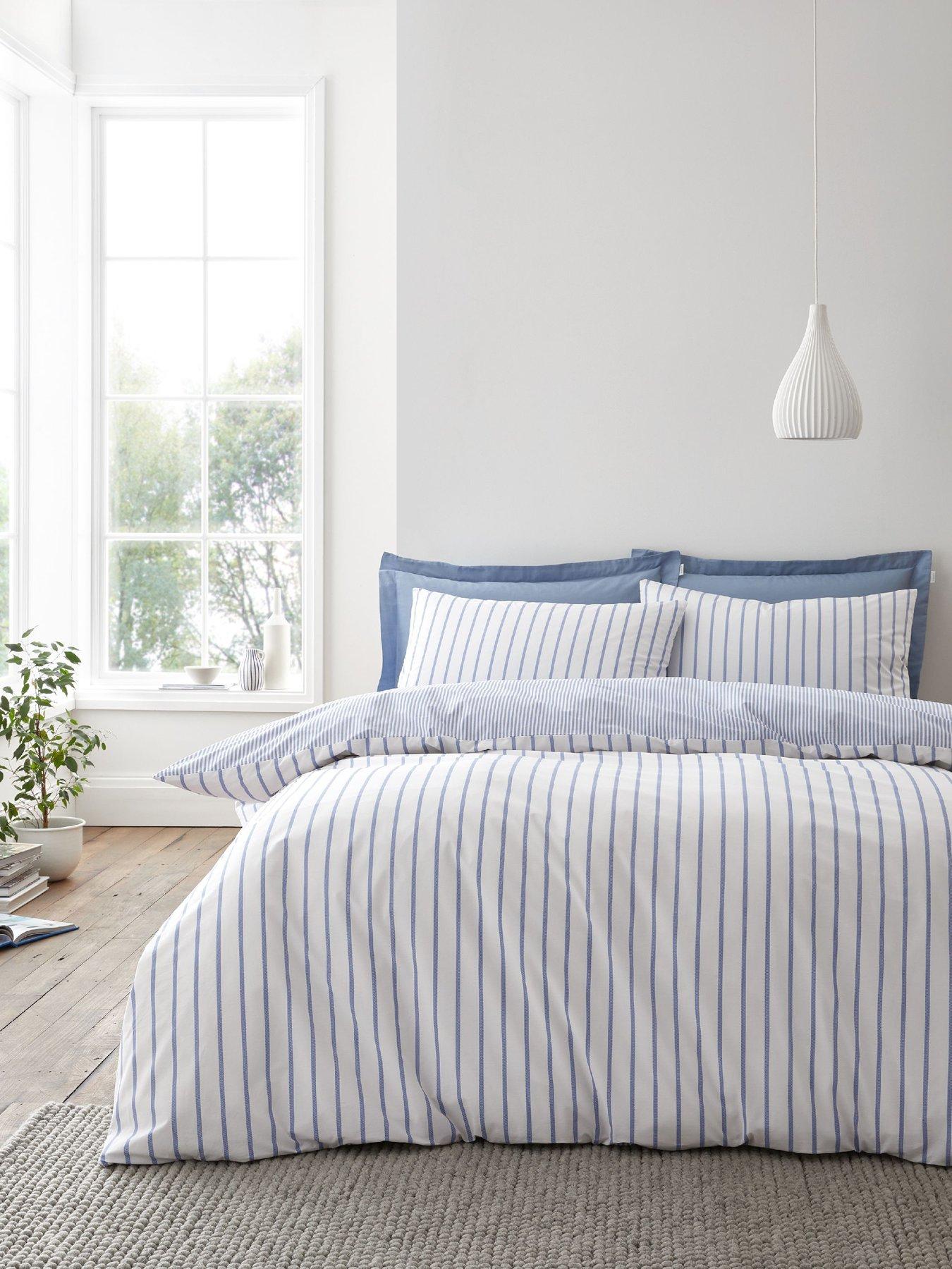 Image 3 of 7 of Bianca Hampton Stripe 100% Cotton Duvet Set Blue