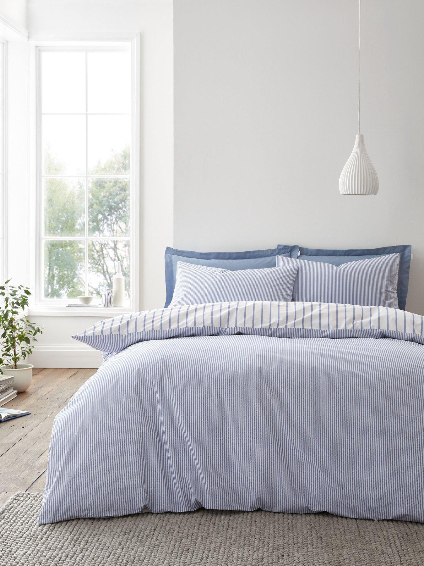 Image 4 of 7 of Bianca Hampton Stripe 100% Cotton Duvet Set Blue