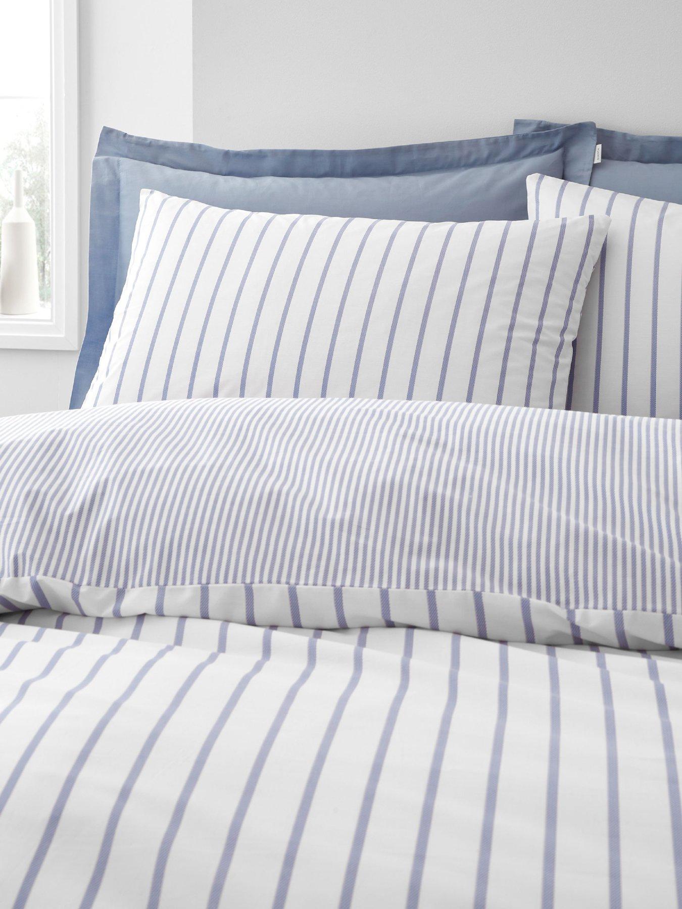 Image 5 of 7 of Bianca Hampton Stripe 100% Cotton Duvet Set Blue