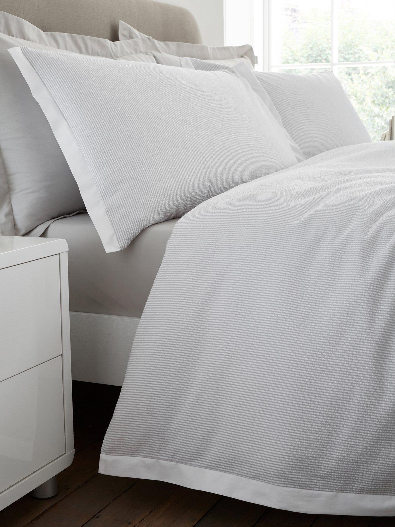 Bianca Seersucker Woven Stripe Duvet Set Grey