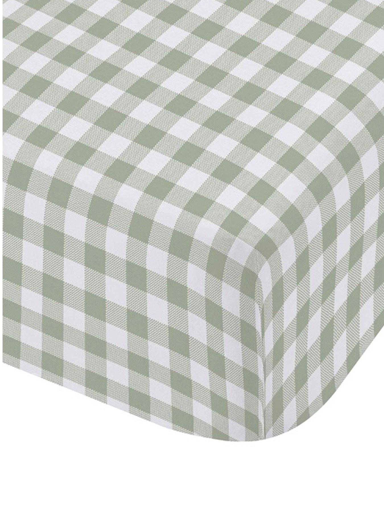 Image 2 of 3 of Catherine Lansfield Bamford Gingham Check Fitted Sheet Green