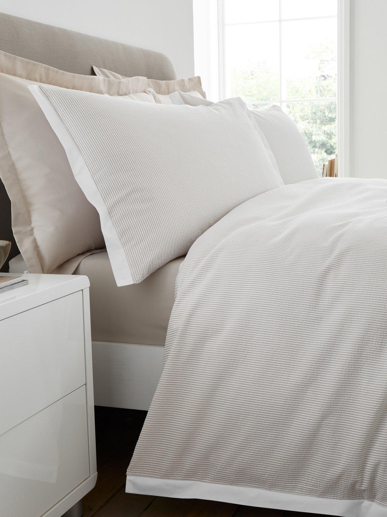 Image 1 of 7 of Bianca Seersucker Woven Stripe Duvet Set Natural