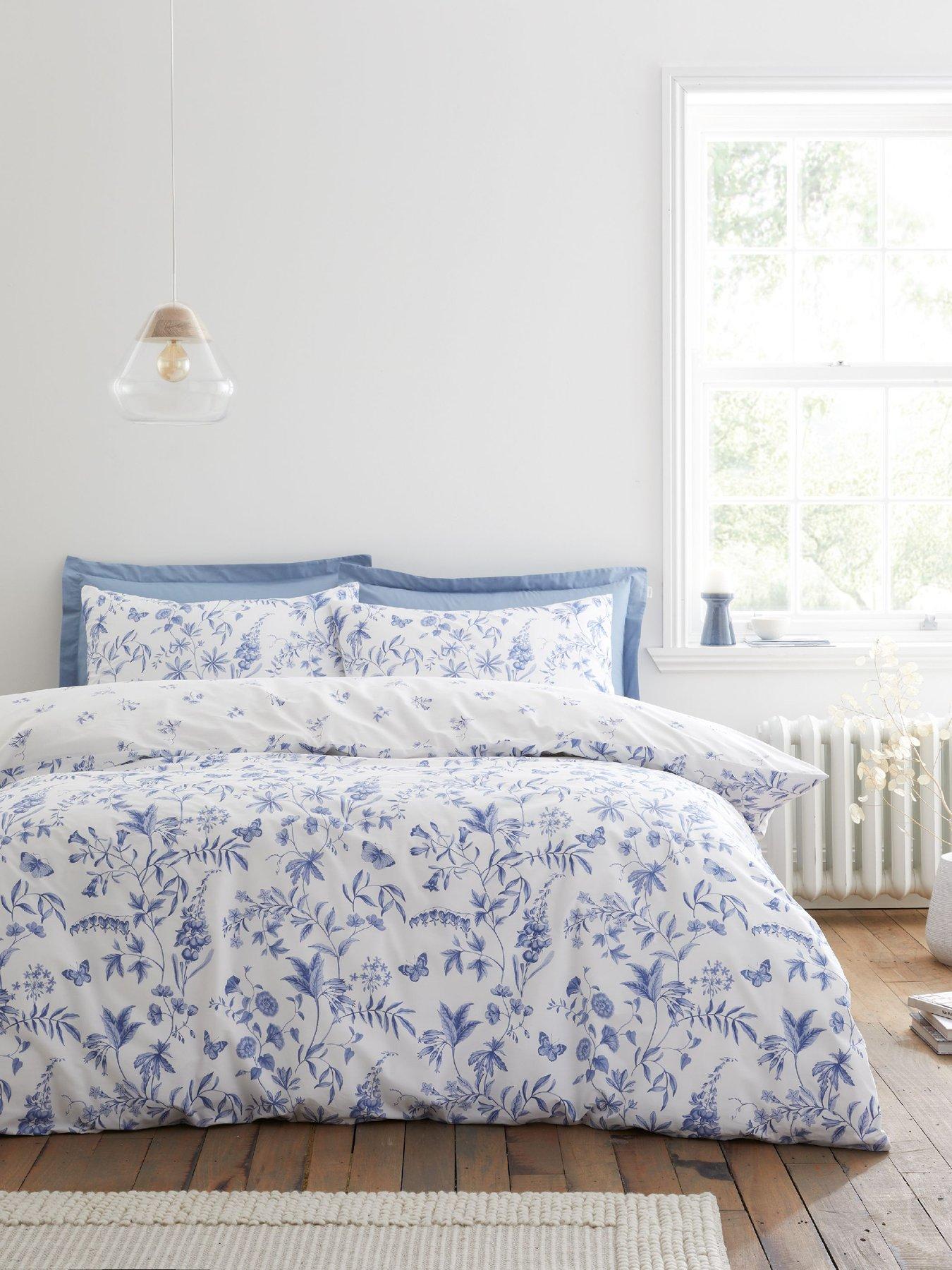 Image 3 of 7 of Bianca Thea Floral 100% Cotton Duvet Set Blue