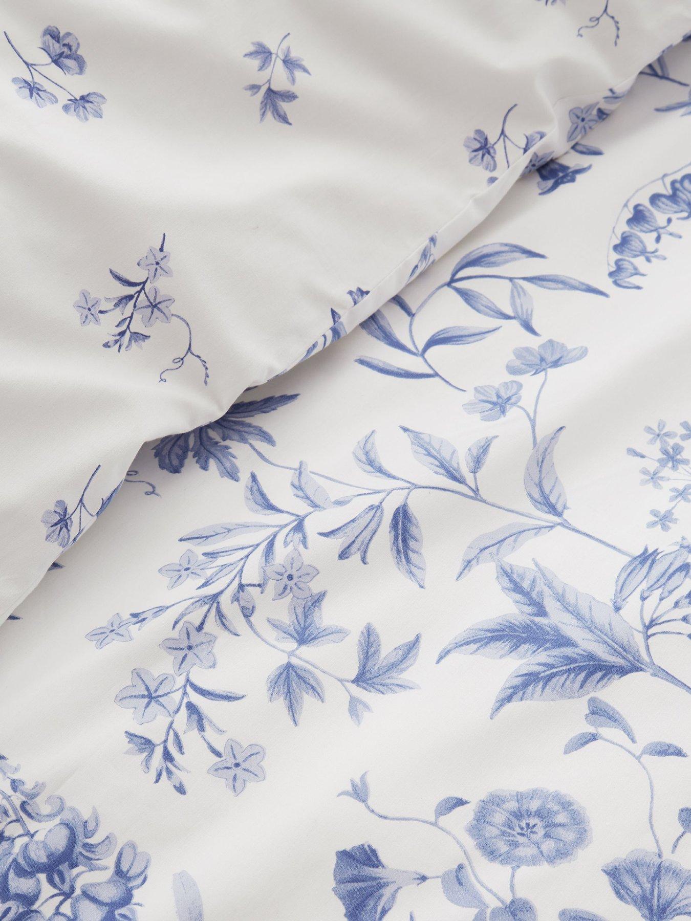 Image 6 of 7 of Bianca Thea Floral 100% Cotton Duvet Set Blue