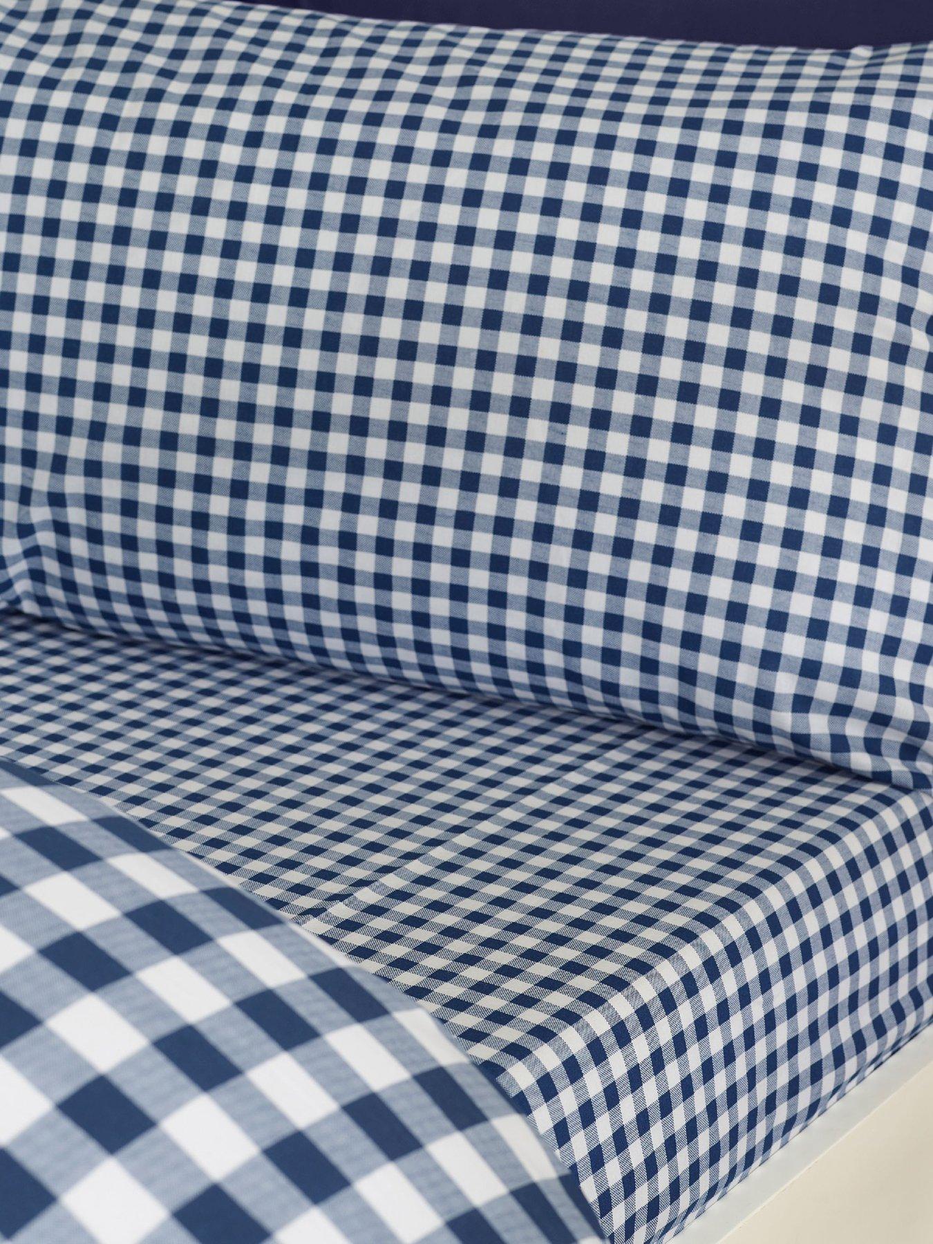 Image 1 of 3 of Catherine Lansfield Bamford Gingham Check Fitted Sheet Navy