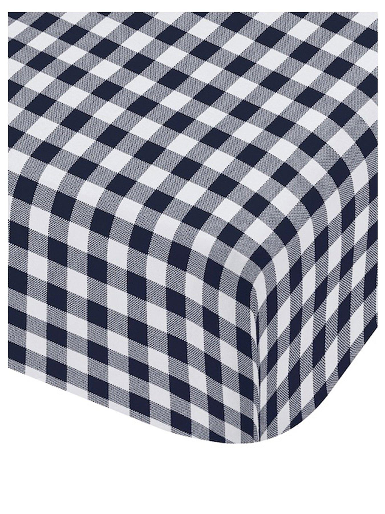 Image 2 of 3 of Catherine Lansfield Bamford Gingham Check Fitted Sheet Navy