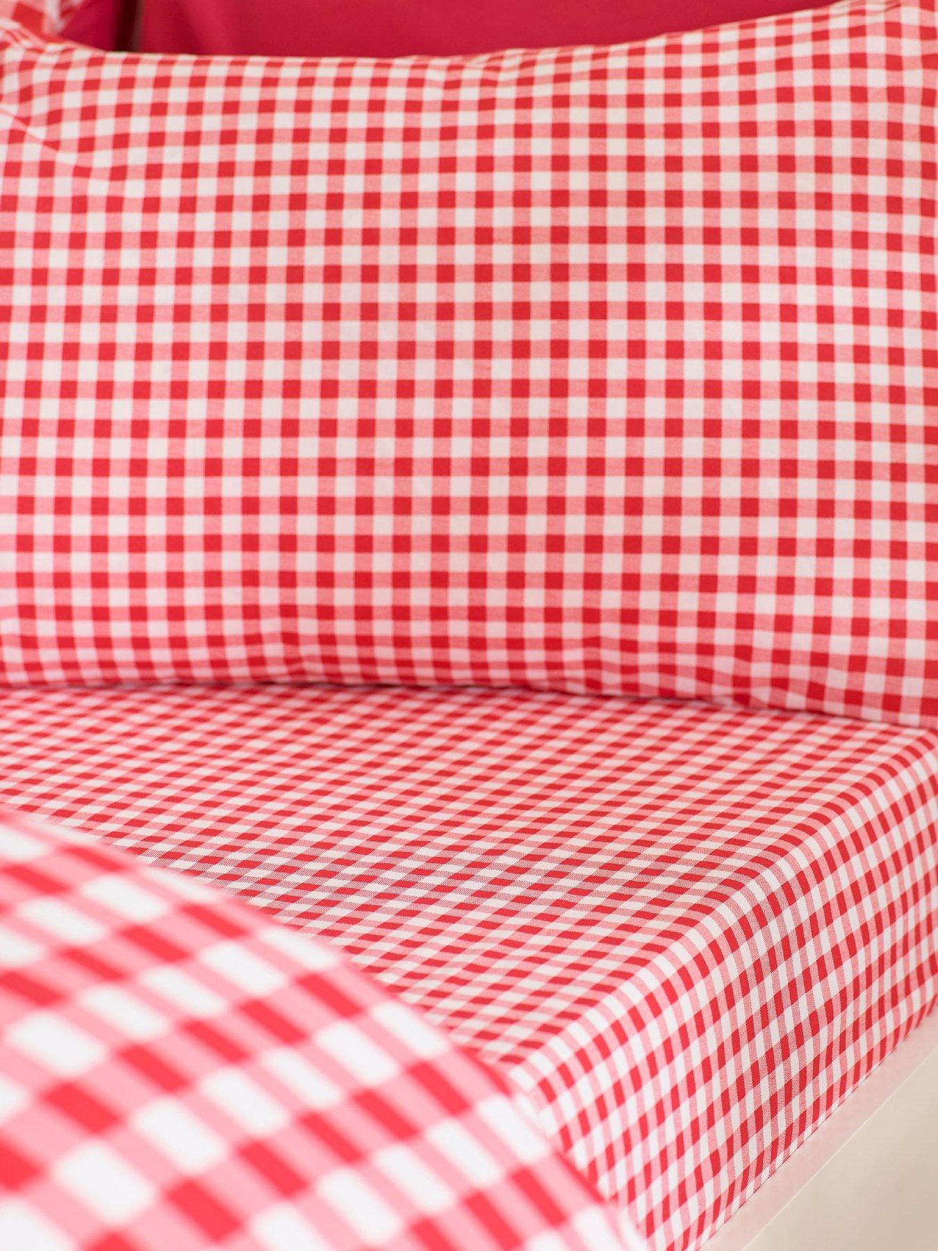 catherine-lansfield-bamford-gingham-check-fitted-sheet-redfront