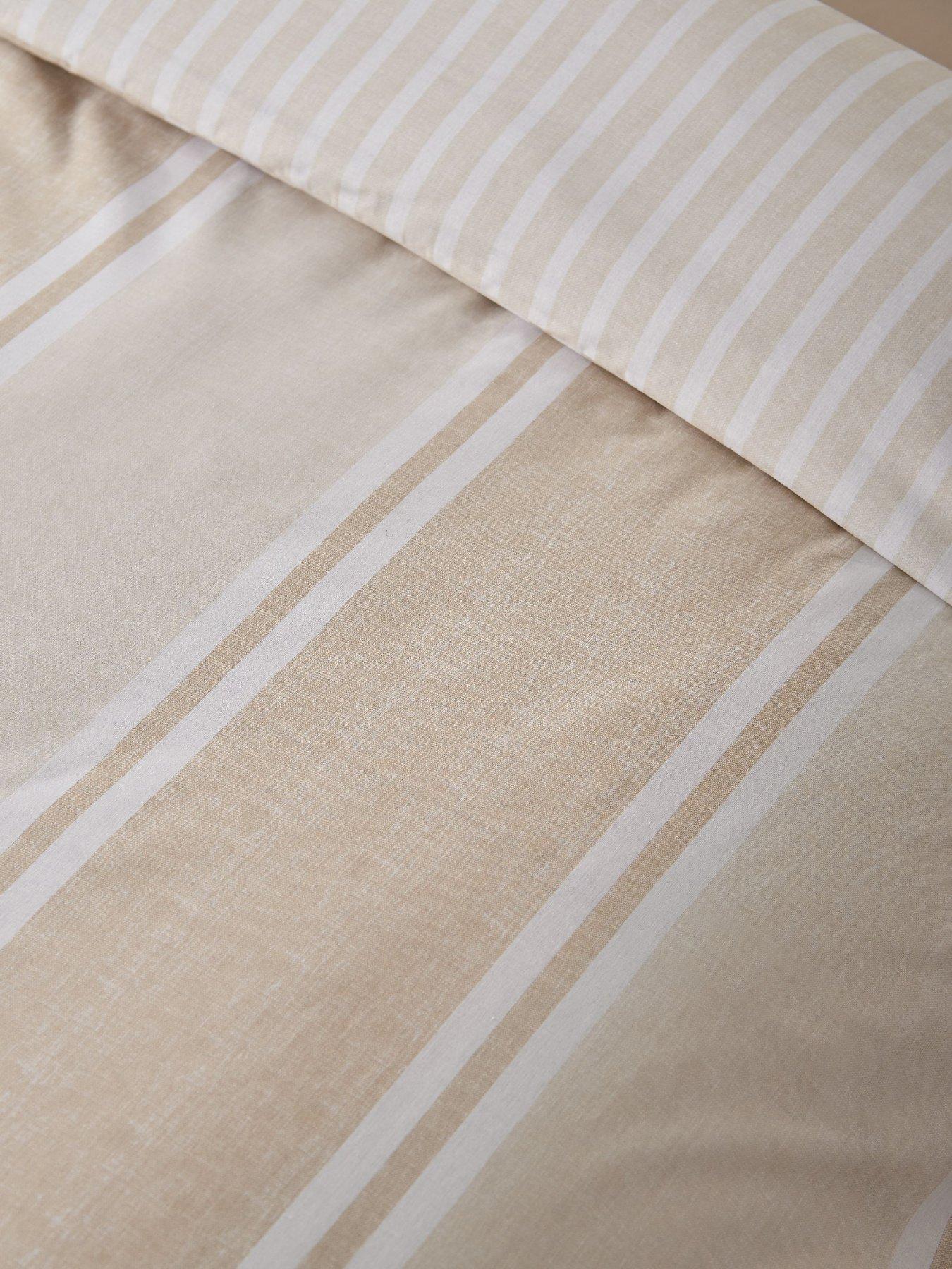 Image 6 of 6 of Catherine Lansfield Banded Stripe Duvet Set Natural