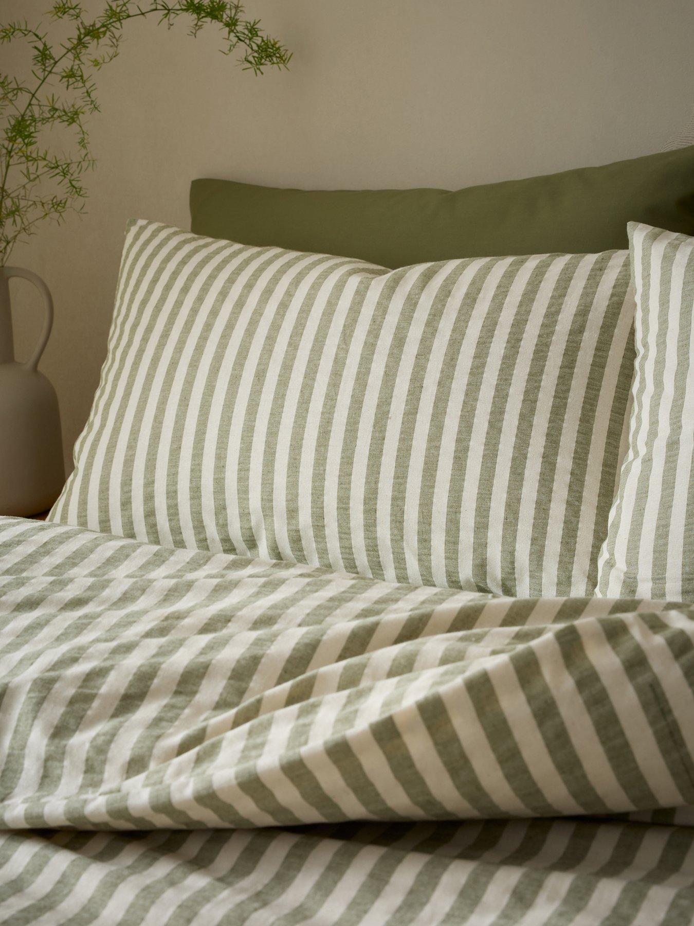Image 4 of 6 of Pineapple Elephant Cotton Rich Woven Stripe Duvet Set Green