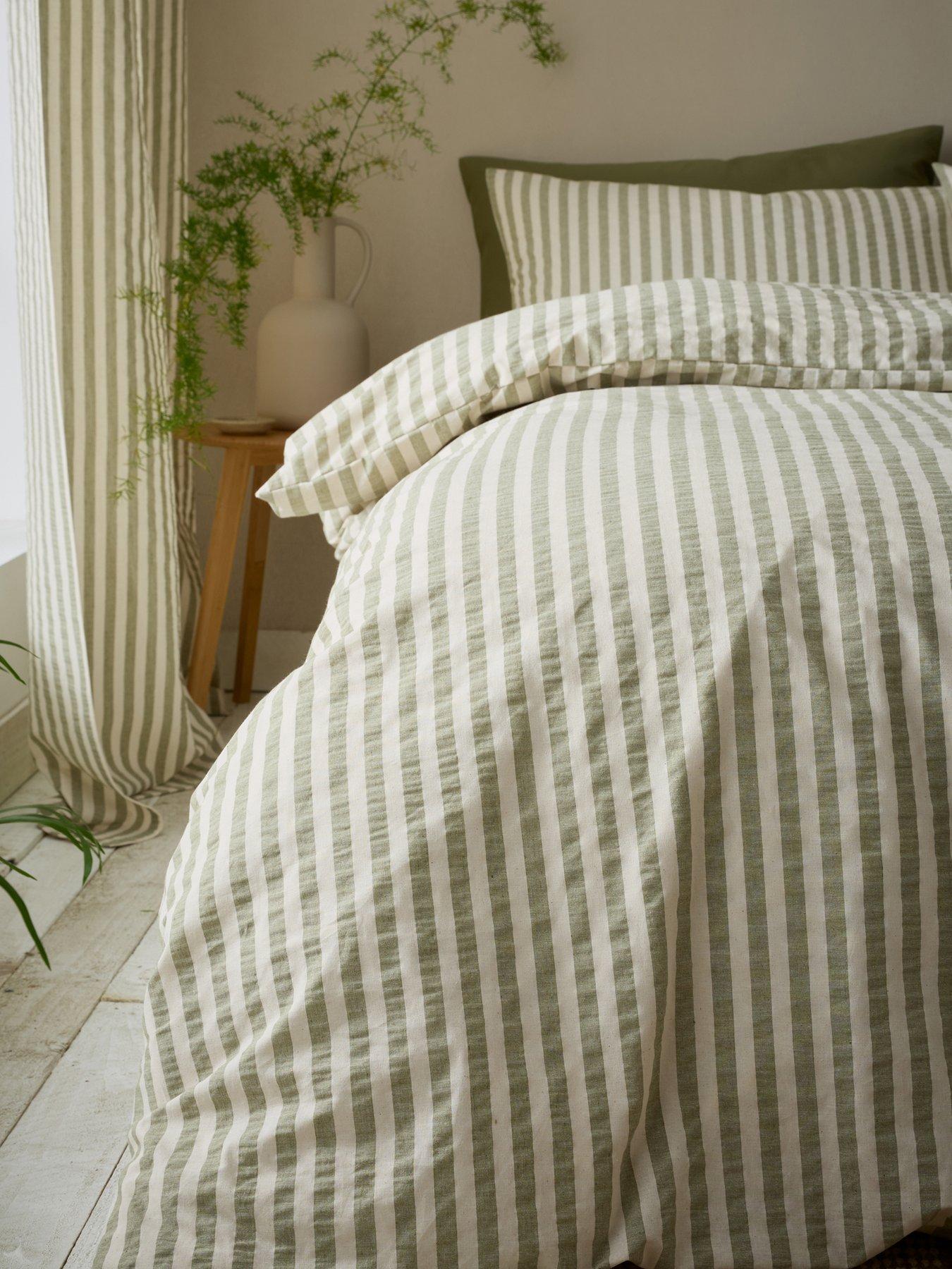 Image 5 of 6 of Pineapple Elephant Cotton Rich Woven Stripe Duvet Set Green