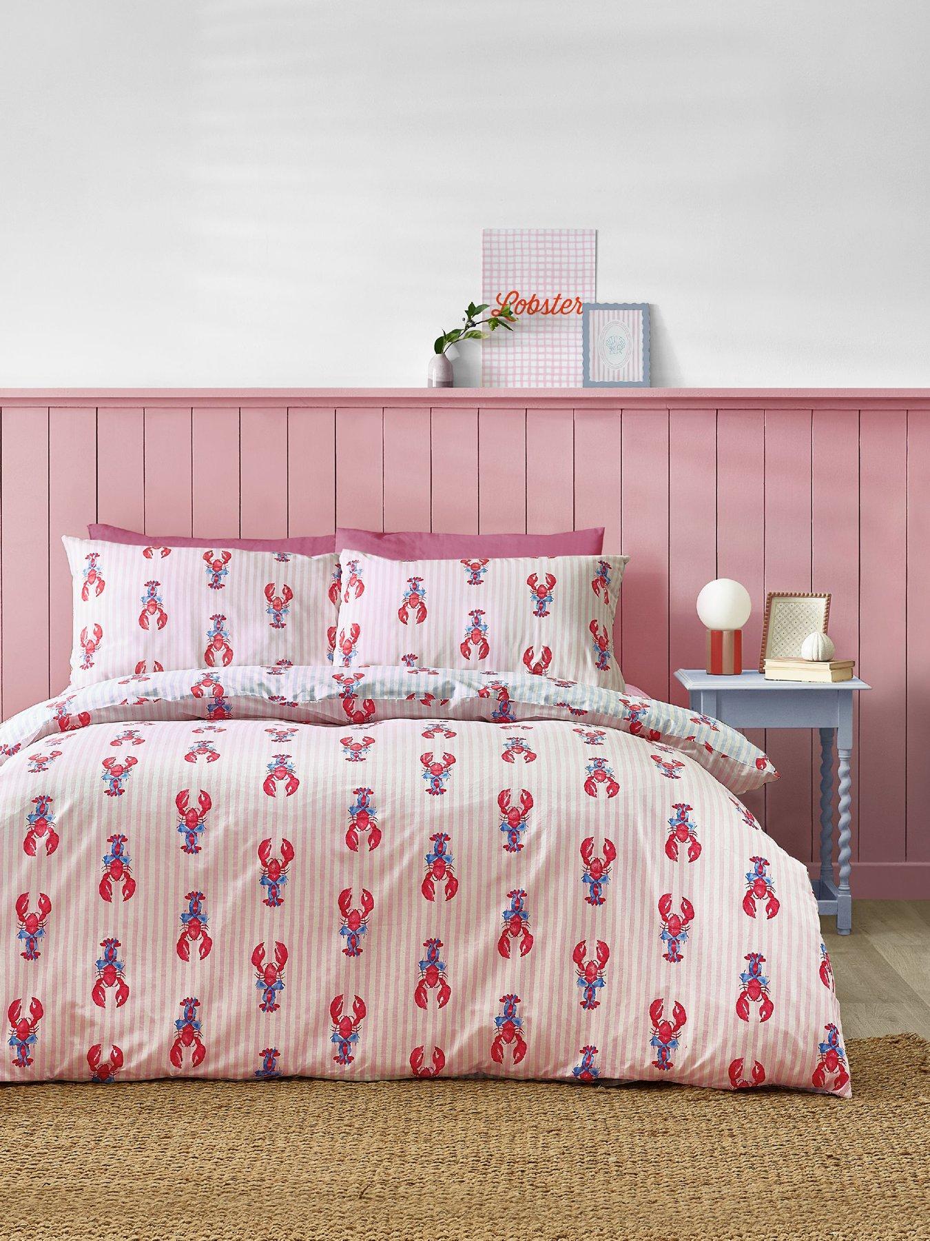Image 1 of 5 of Sassy B Lobster Stripe Duvet Set Pink