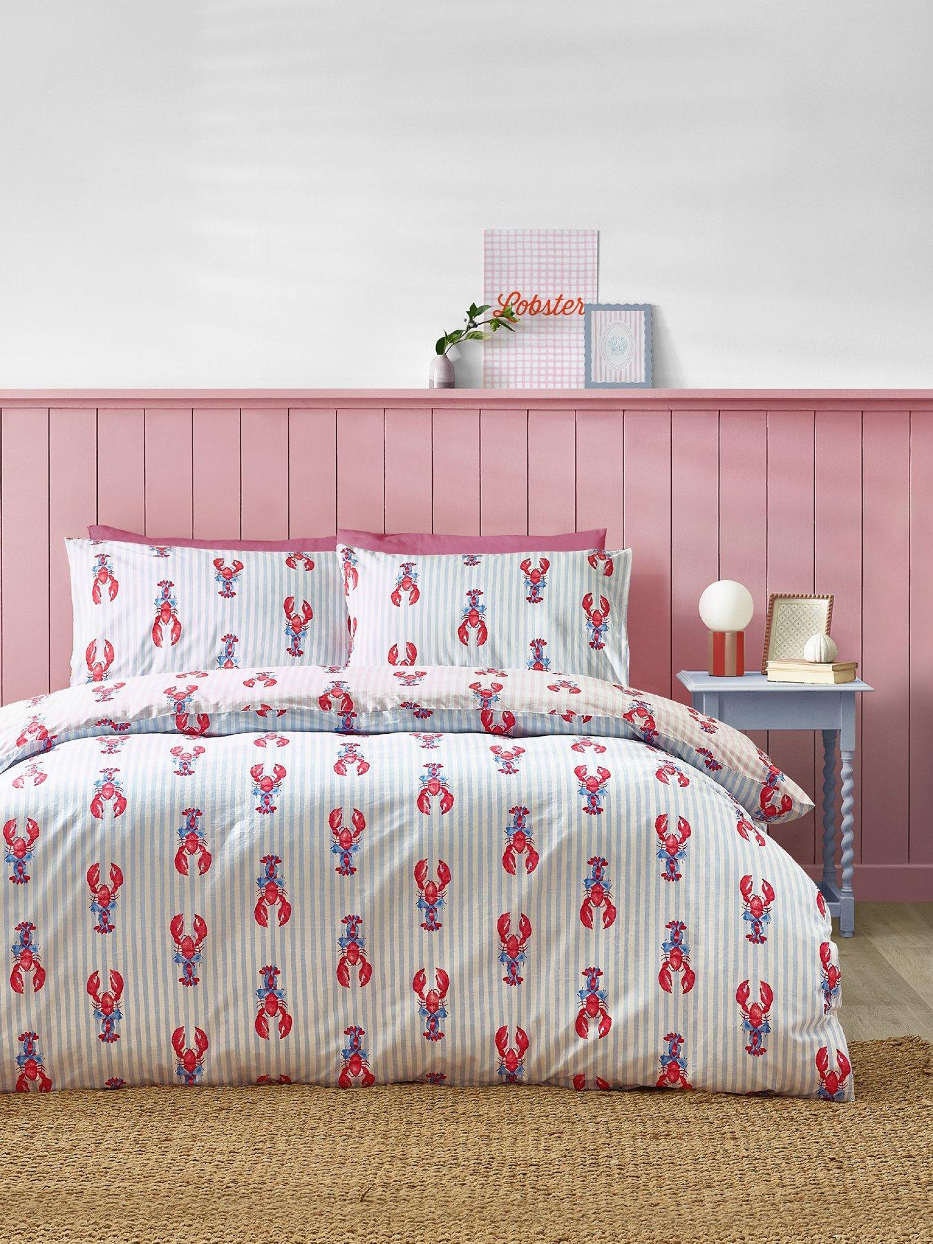 Image 3 of 5 of Sassy B Lobster Stripe Duvet Set Pink