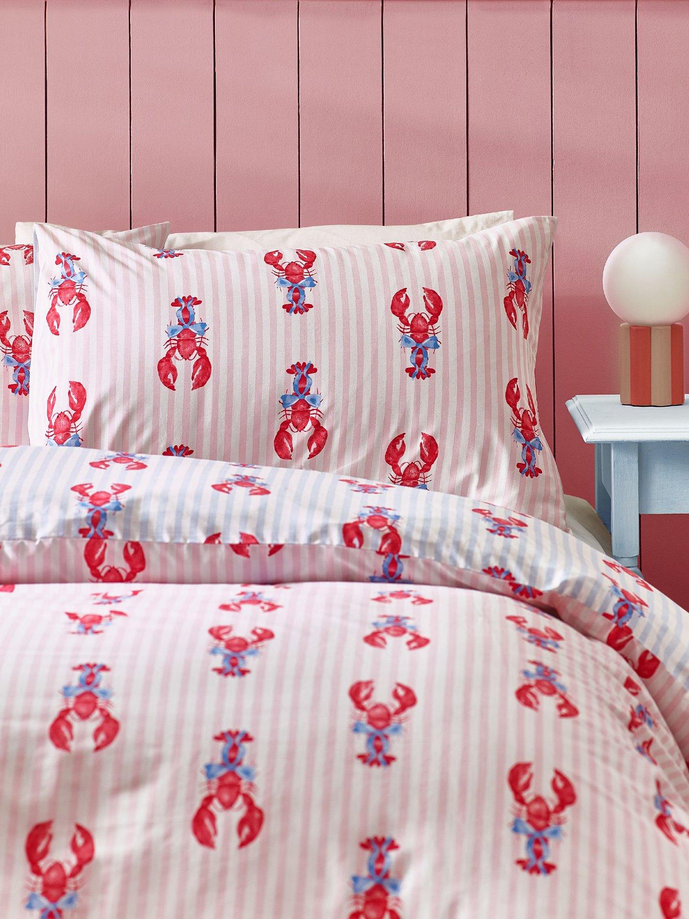 Image 4 of 5 of Sassy B Lobster Stripe Duvet Set Pink