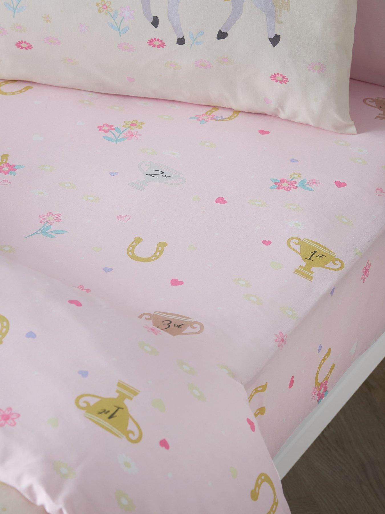 catherine-lansfield-happy-horses-fitted-sheet-pinkfront