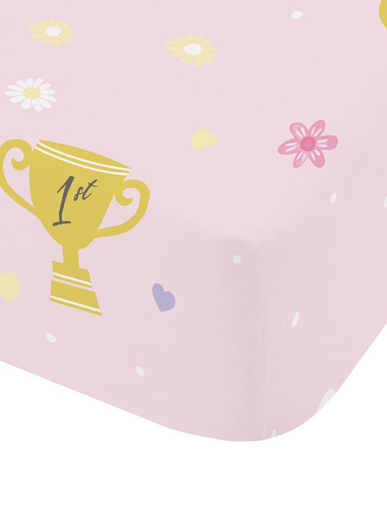 catherine-lansfield-happy-horses-fitted-sheet-pinkstillFront